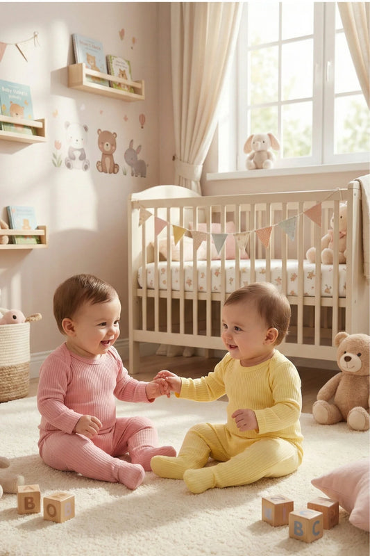 Bebek Organik Pamuklu 4 Parça 2’li Zıbın Body ve Patikli Alt Takım Seti