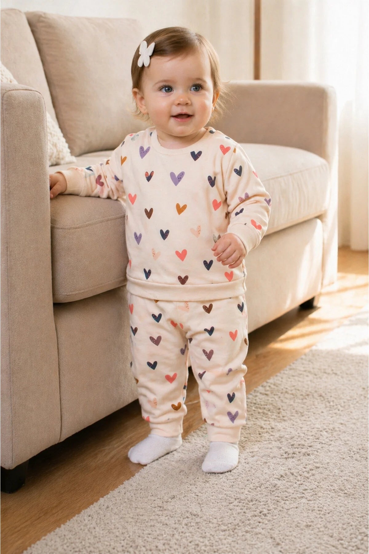 Organik Kumaş Desenli 2'li Unisex Bebek Takım