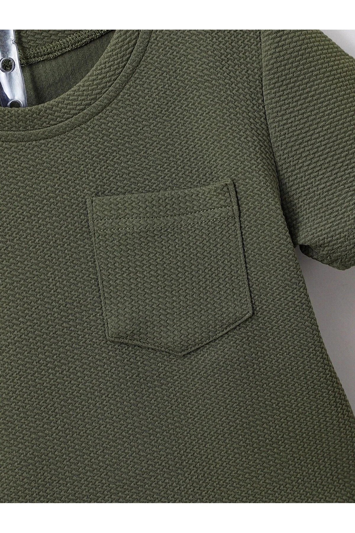 Unisex Pamuklu Waffle Kumaş Cep Detaylı Yazlık 2'li Takım