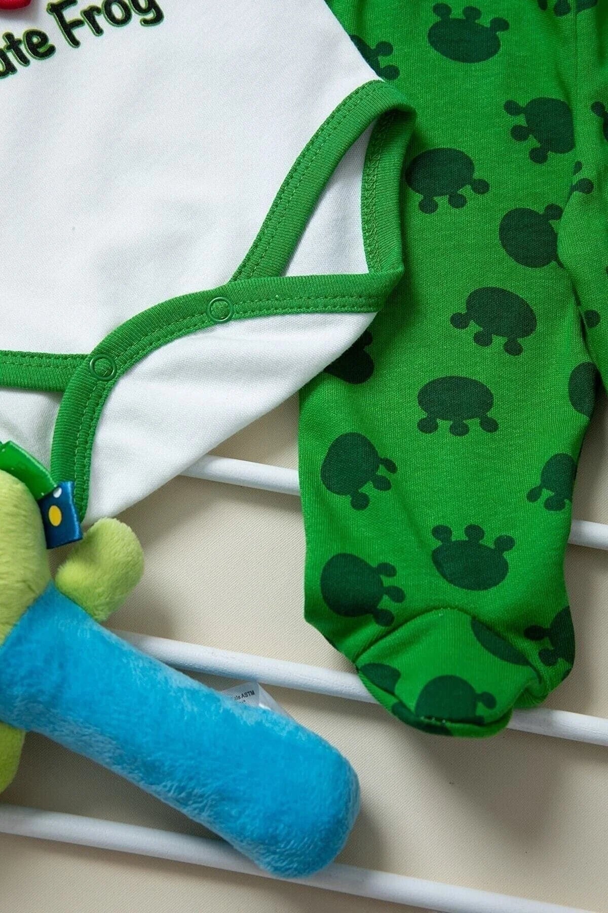Unisex Bebek Kurbağa Zıbın Takımı 3'lü Takım