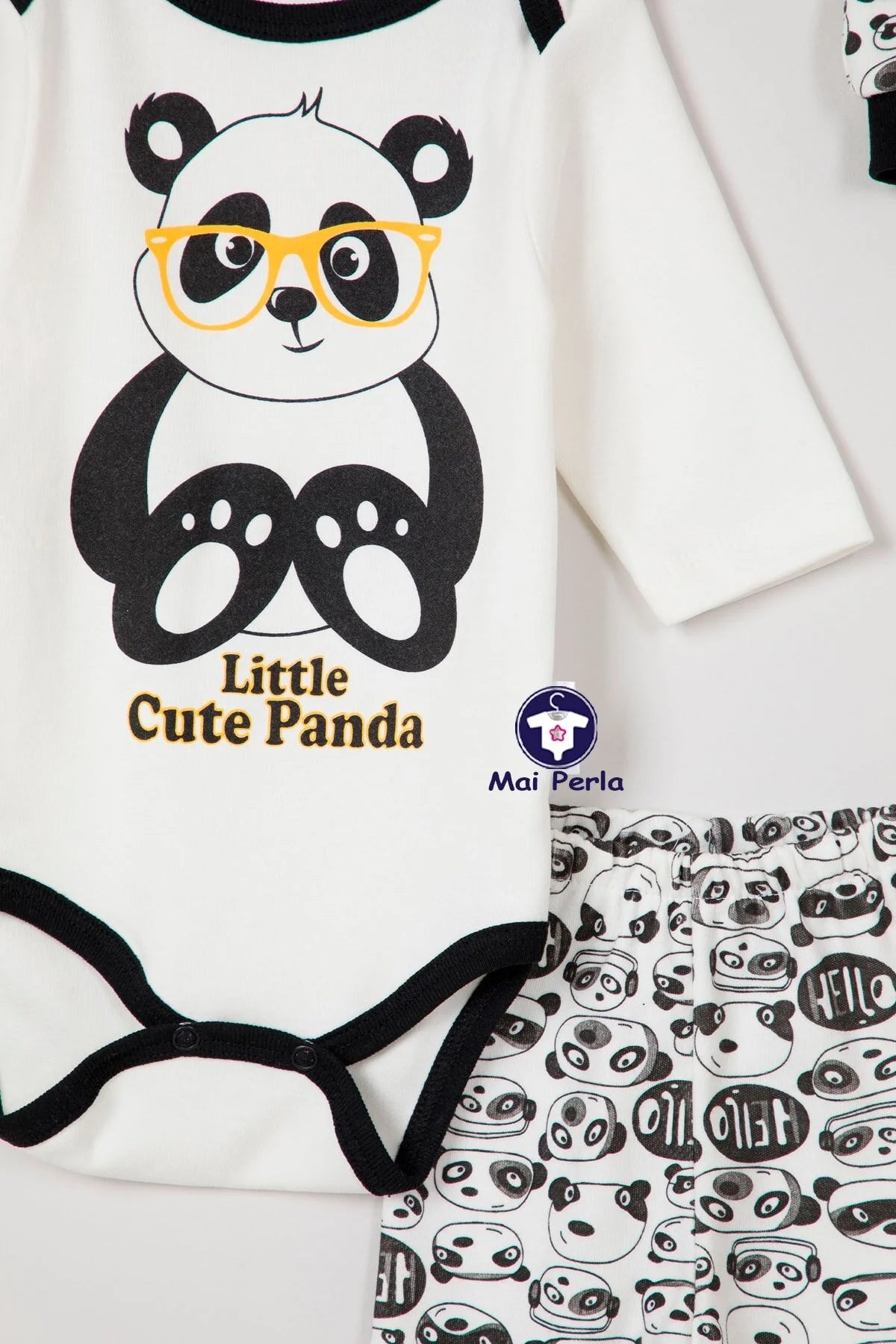 Unisex Bebek Panda Zıbın Takımı 3'lü Takım
