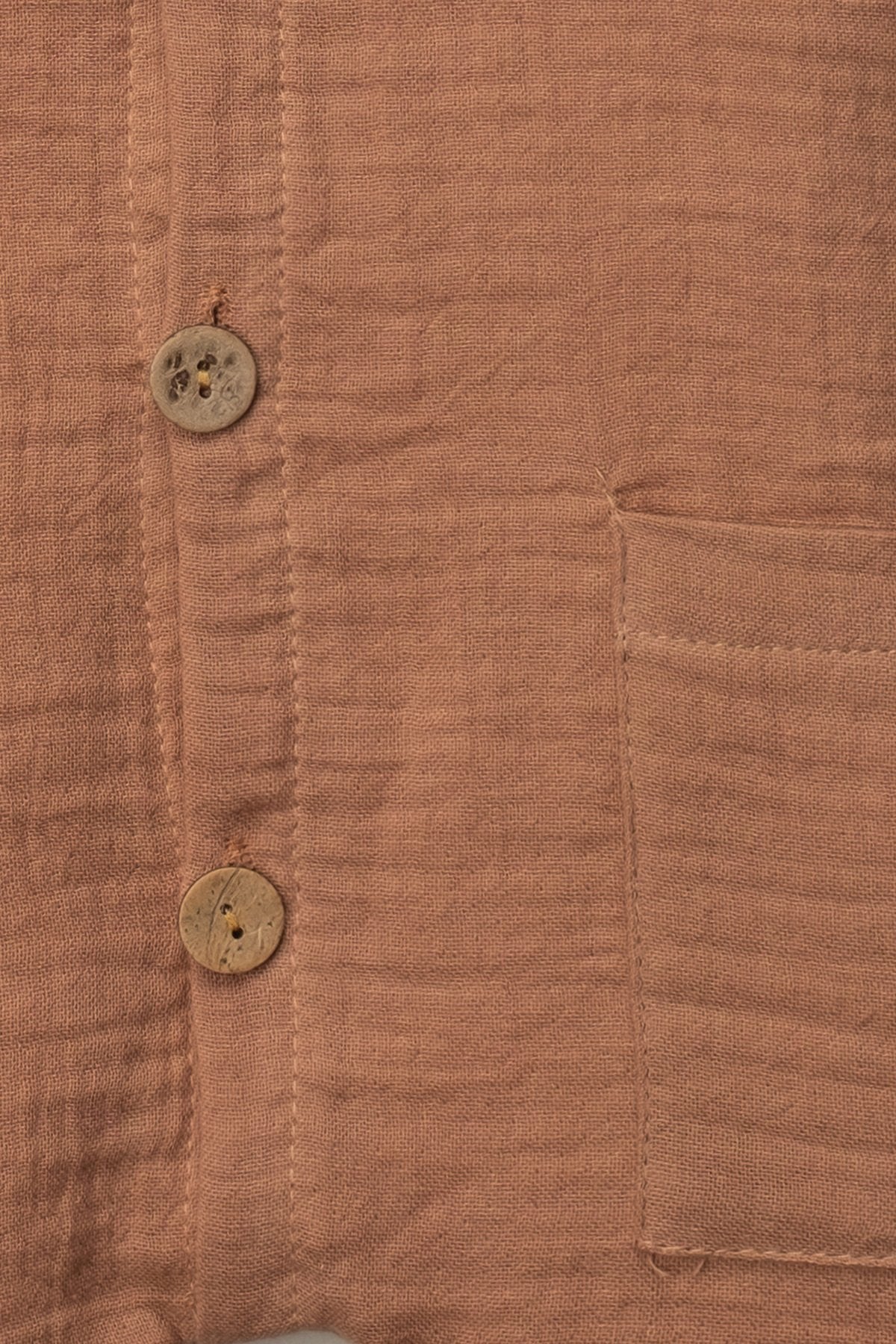 Organik Müslin Yazlık Naturel Cepli Bebek Tulum