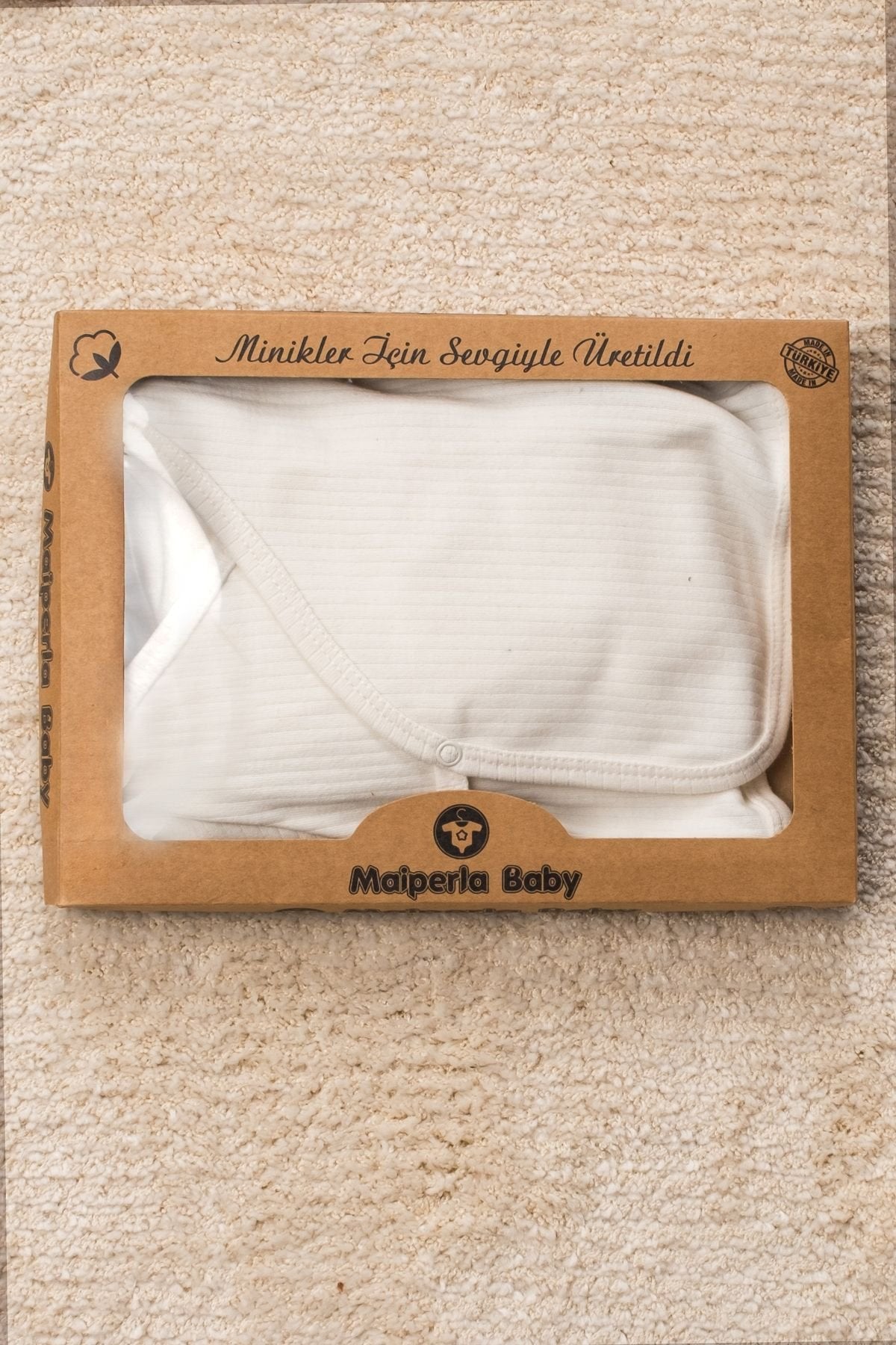 Düz Renk Organik Pamuk Kutulu 5 Parça Hastane Çıkış Seti