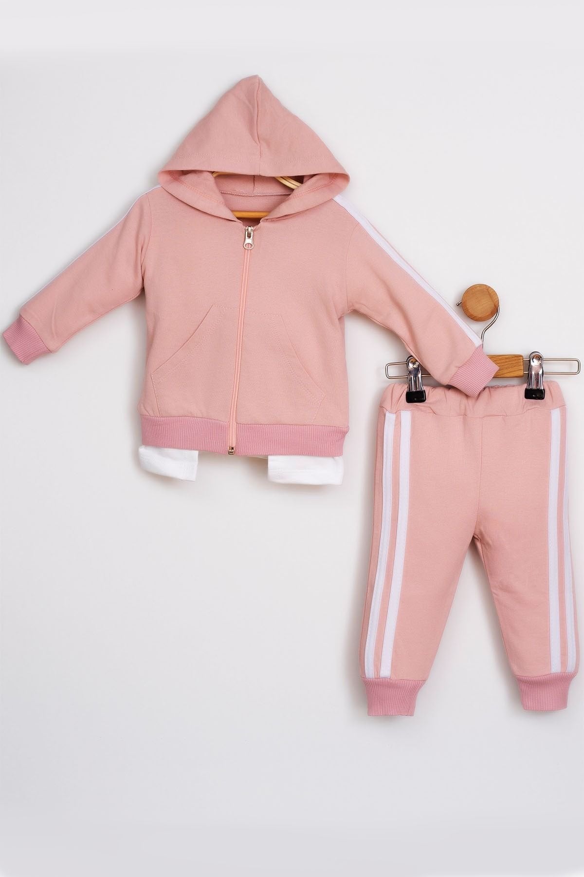 Erkek Bebek Takım Batman Desenli Uzun Kollu Pamuklu Fermuarlı Kapşonlu Bebek Takım 6-24 Ay