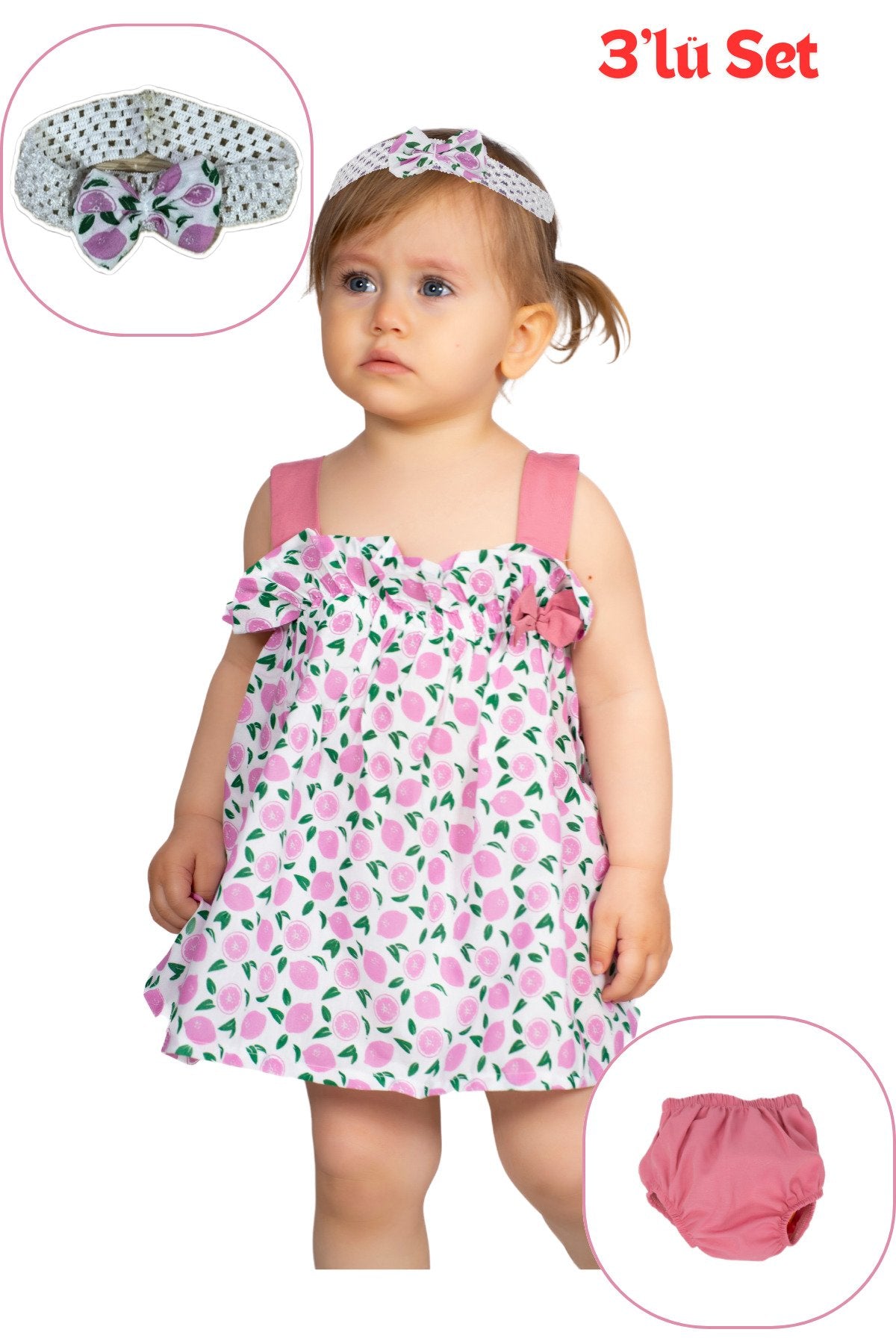 Mandalina Baskılı Turuncu Kız Bebek Takım
