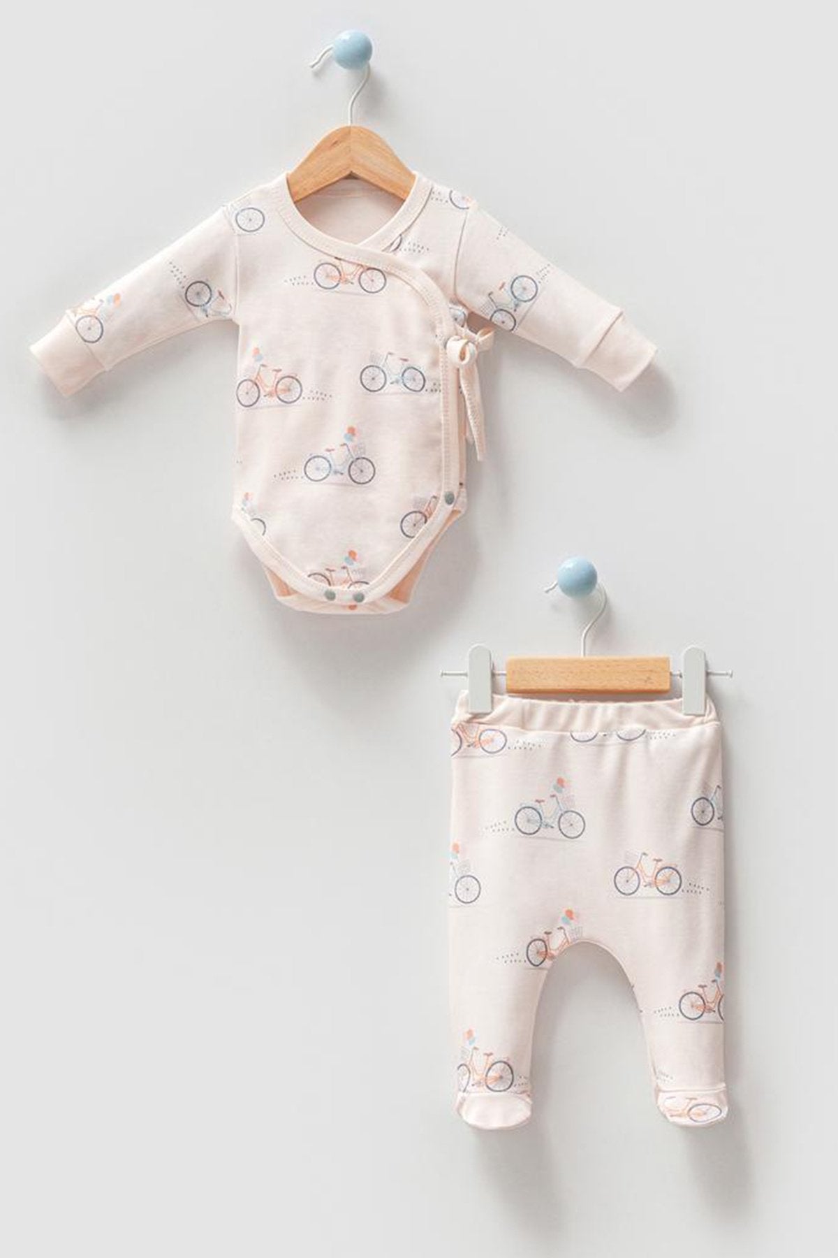 Organik Kumaş Kruvaze Kalıp 2'li Unisex Bebek Takım