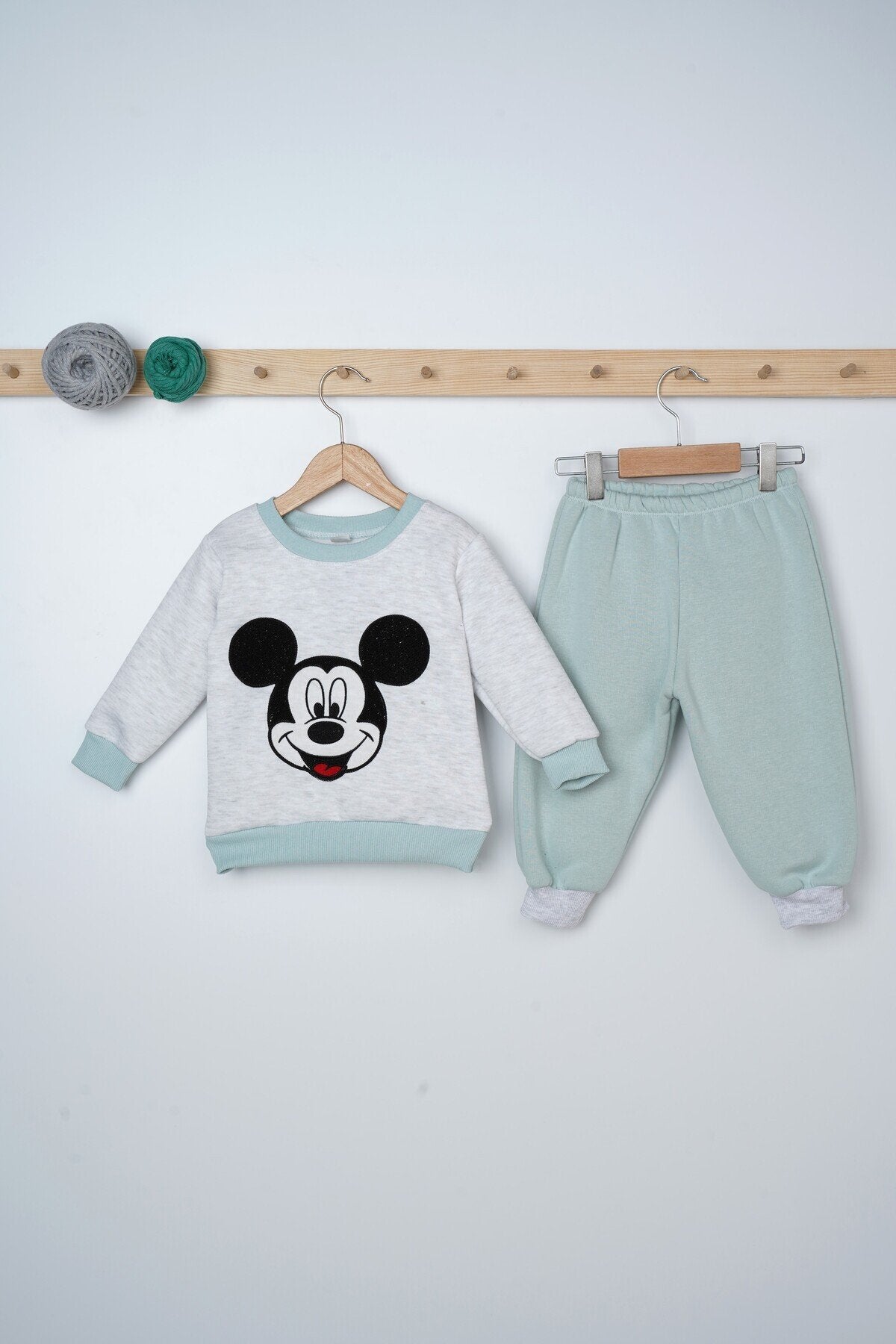 Mickey Desenli Çift Renk 2 Parça Bebek Takım