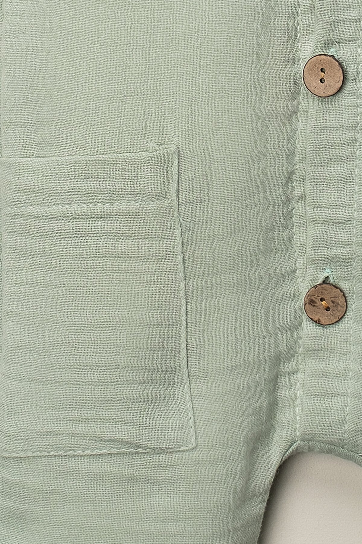 Organik Müslin Yazlık Naturel Cepli Bebek Tulum