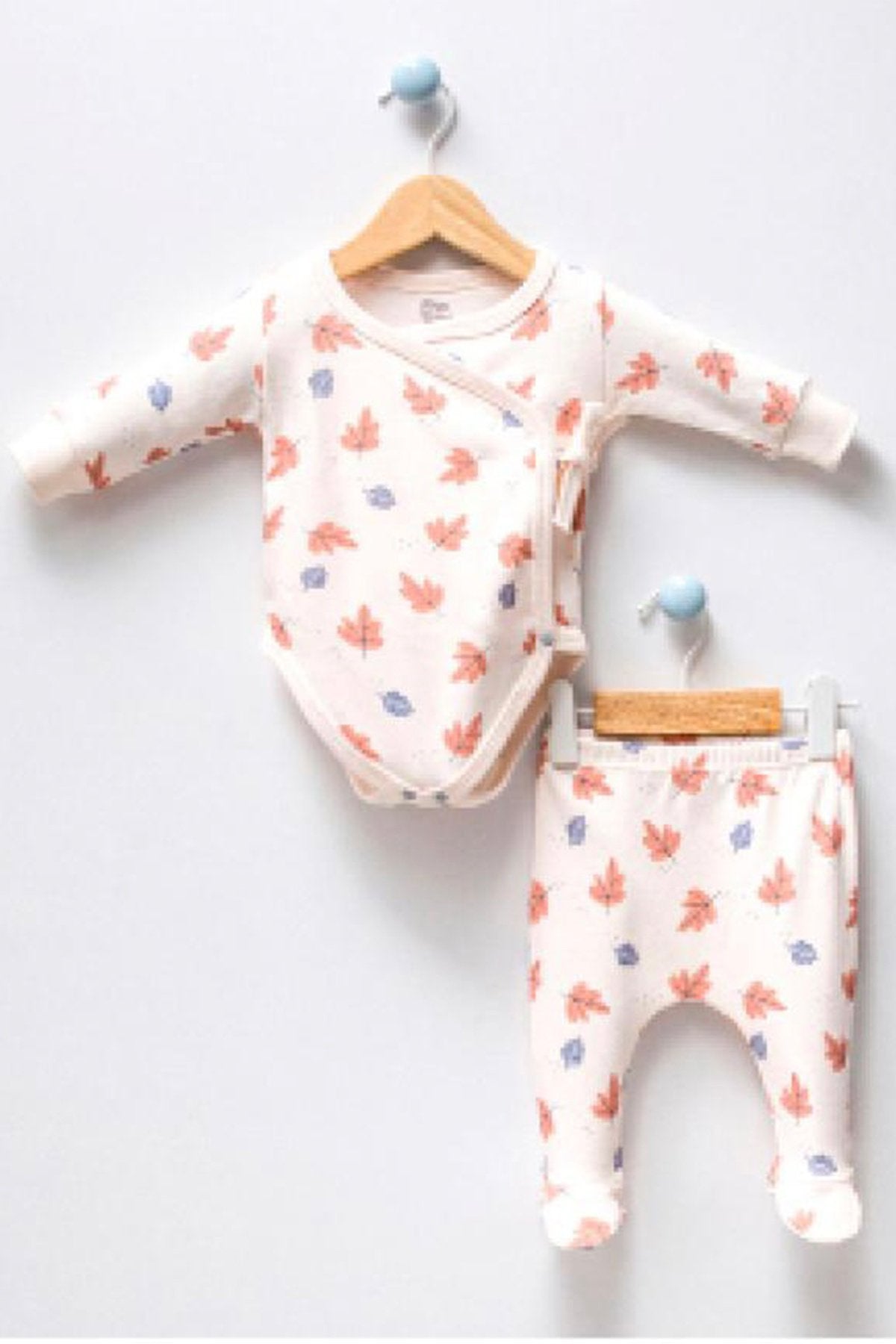 Organik Kumaş Kruvaze Kalıp 2'li Unisex Bebek Takım