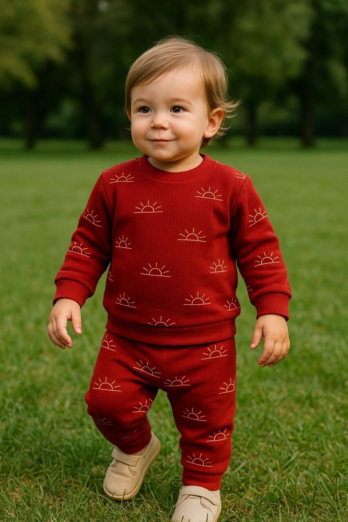 Alt Üst Güneş Desenli 2 li Bebek Takımı