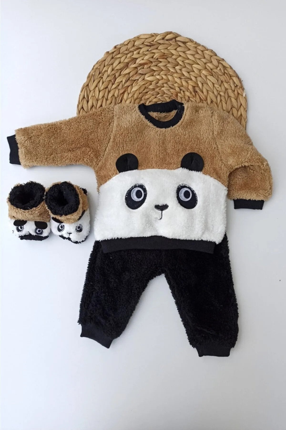 Panda Nakışlı Welsoft Peluş 3'lü Bebek Takım