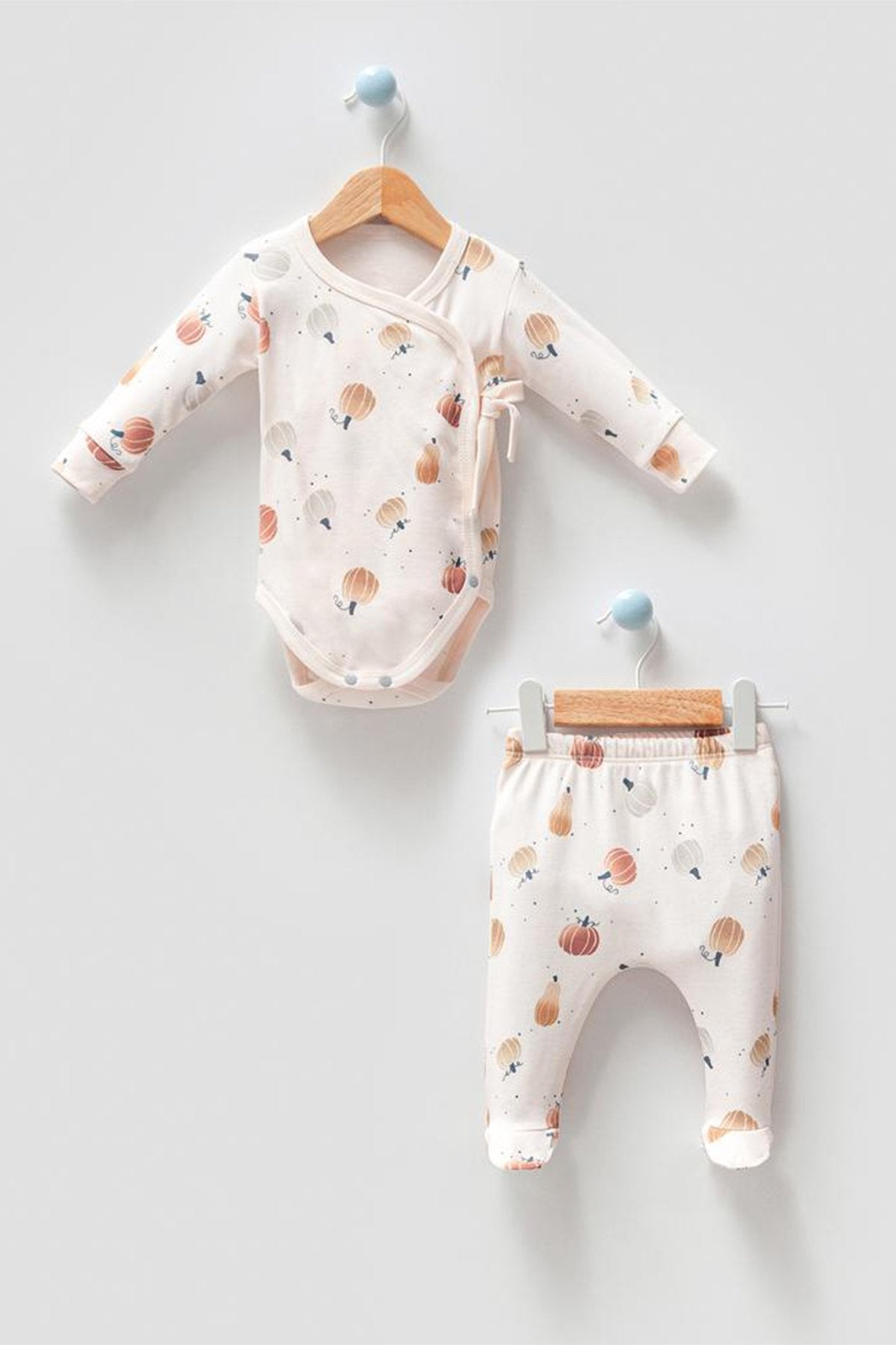 Organik Kumaş Kruvaze Kalıp 2'li Unisex Bebek Takım