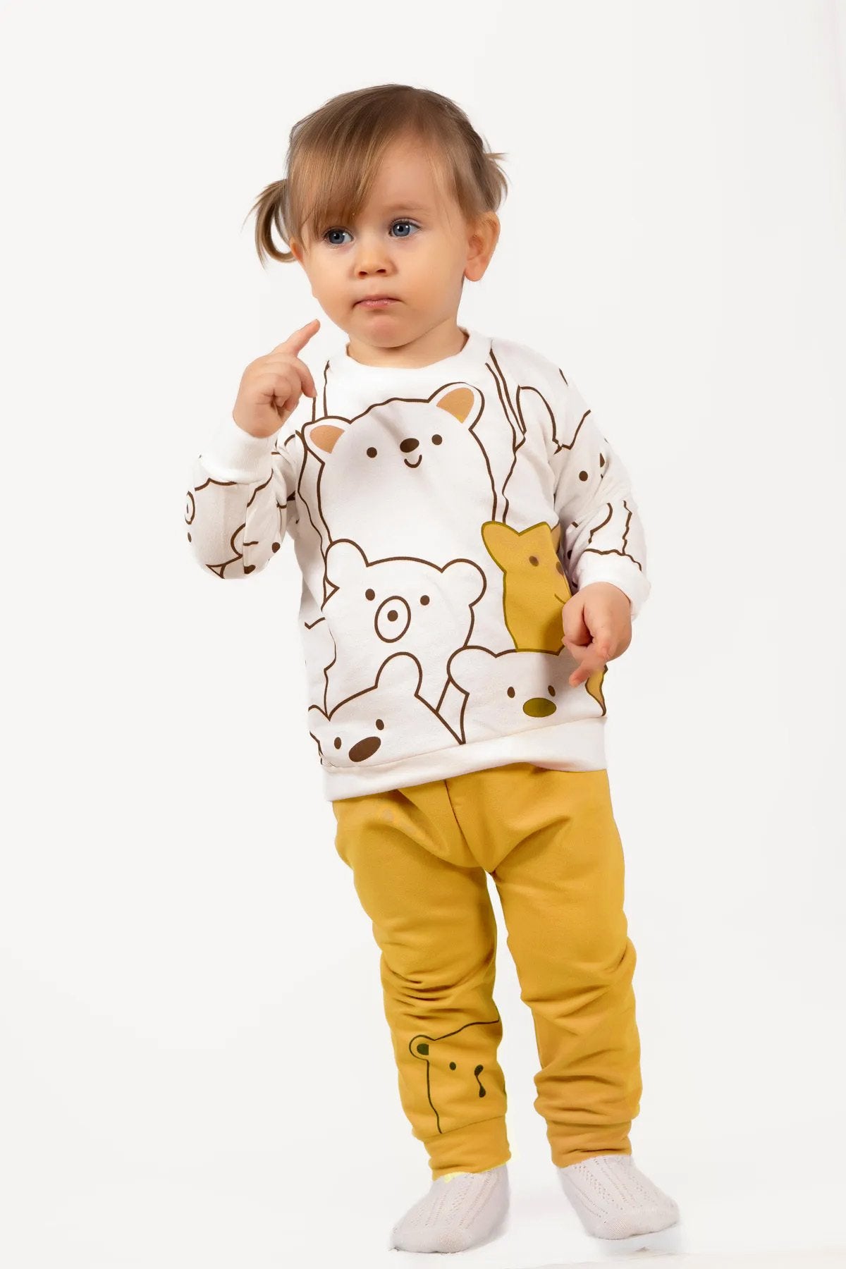 Smile Bear Nose 2 Li Unisex Bebek Alt Üst Takım