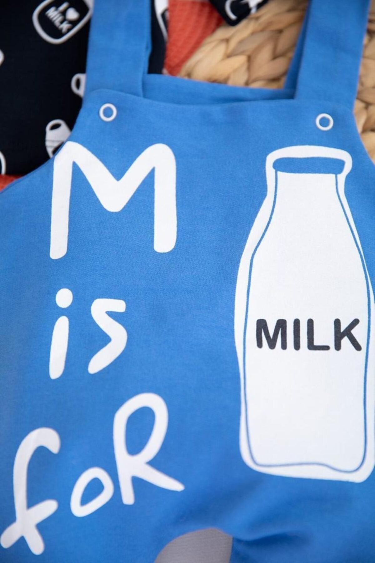 Milk Baskılı Bebek Salopet Takım