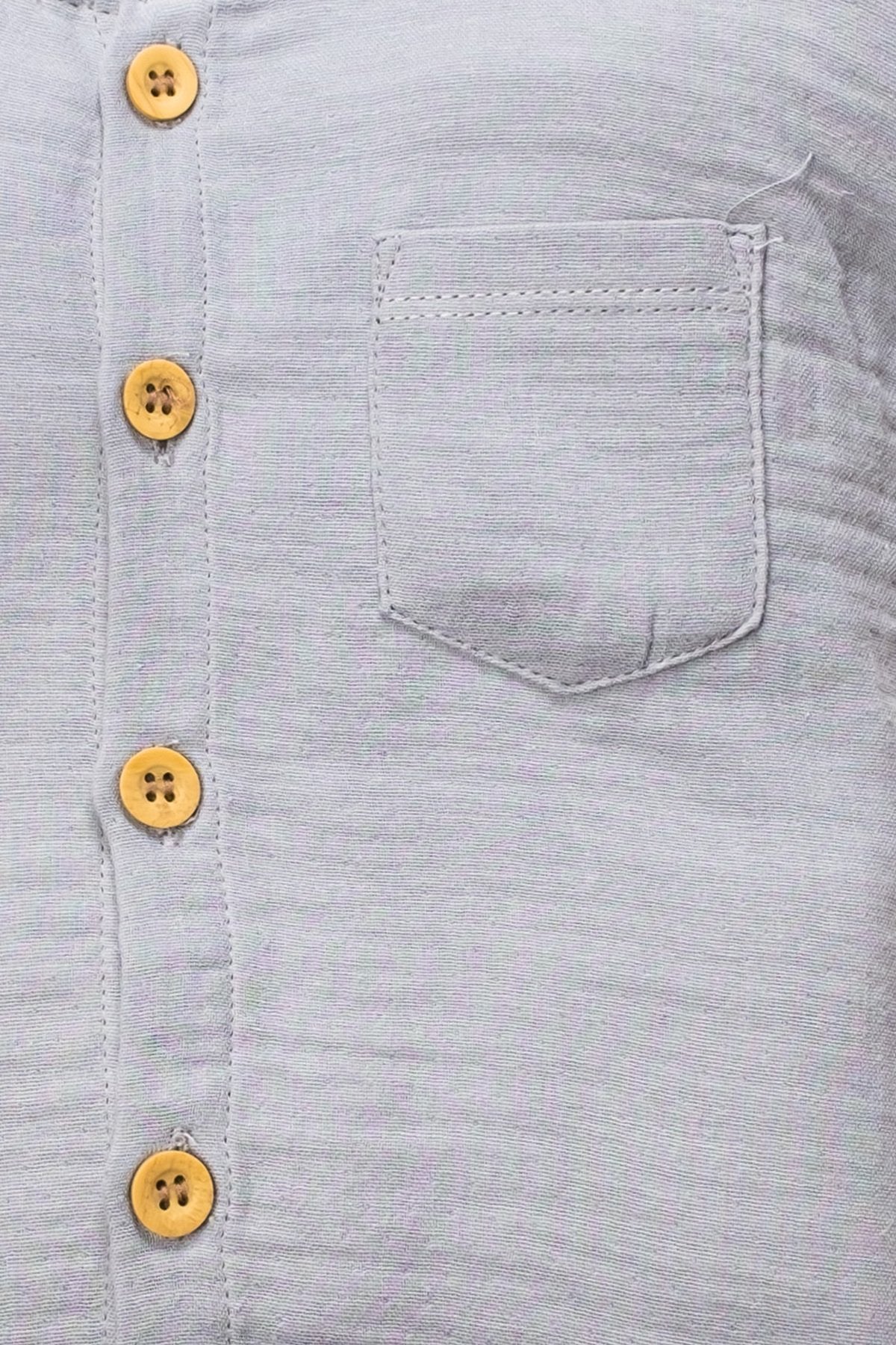 Organik Pamuk Müslin Kumaş Tahta Düğmeli Cepli Tulum