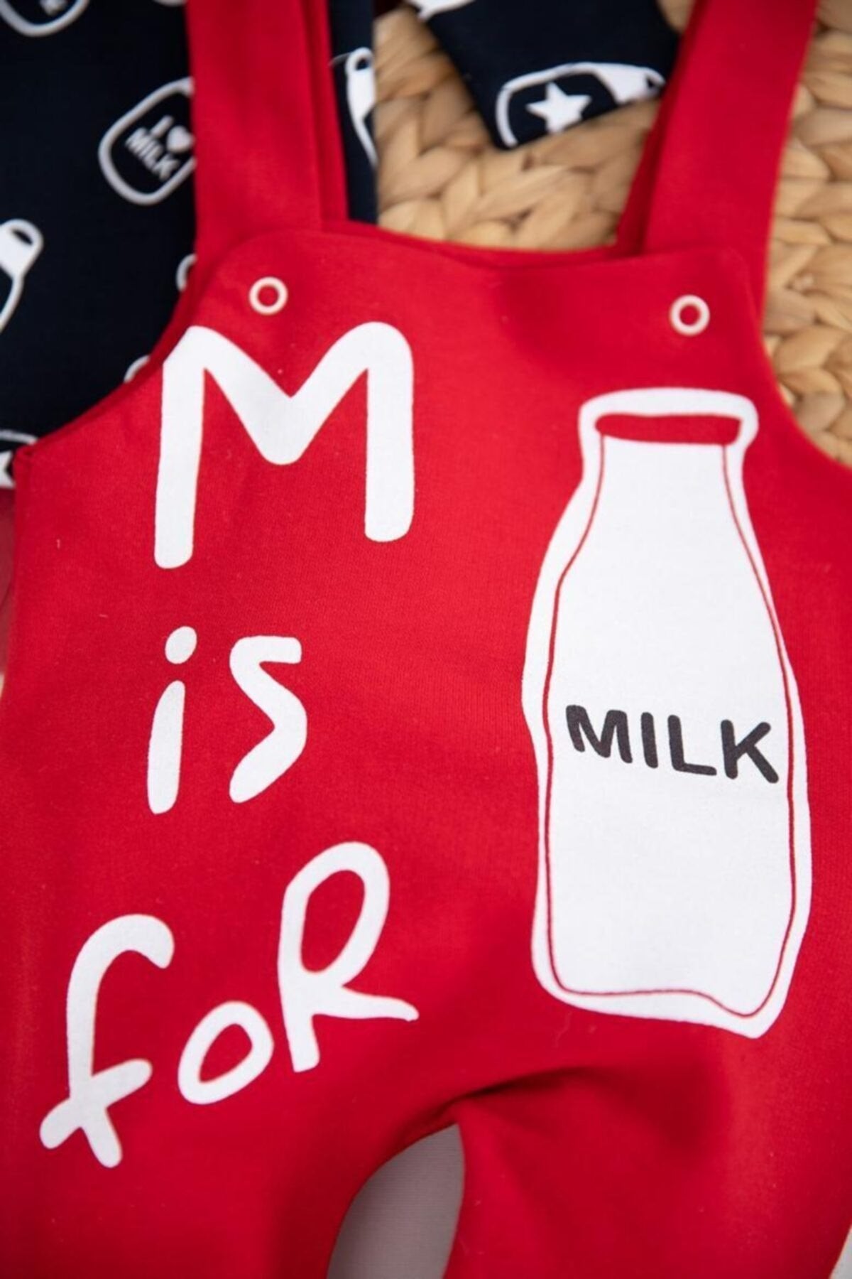 Milk Baskılı Bebek Salopet Takım