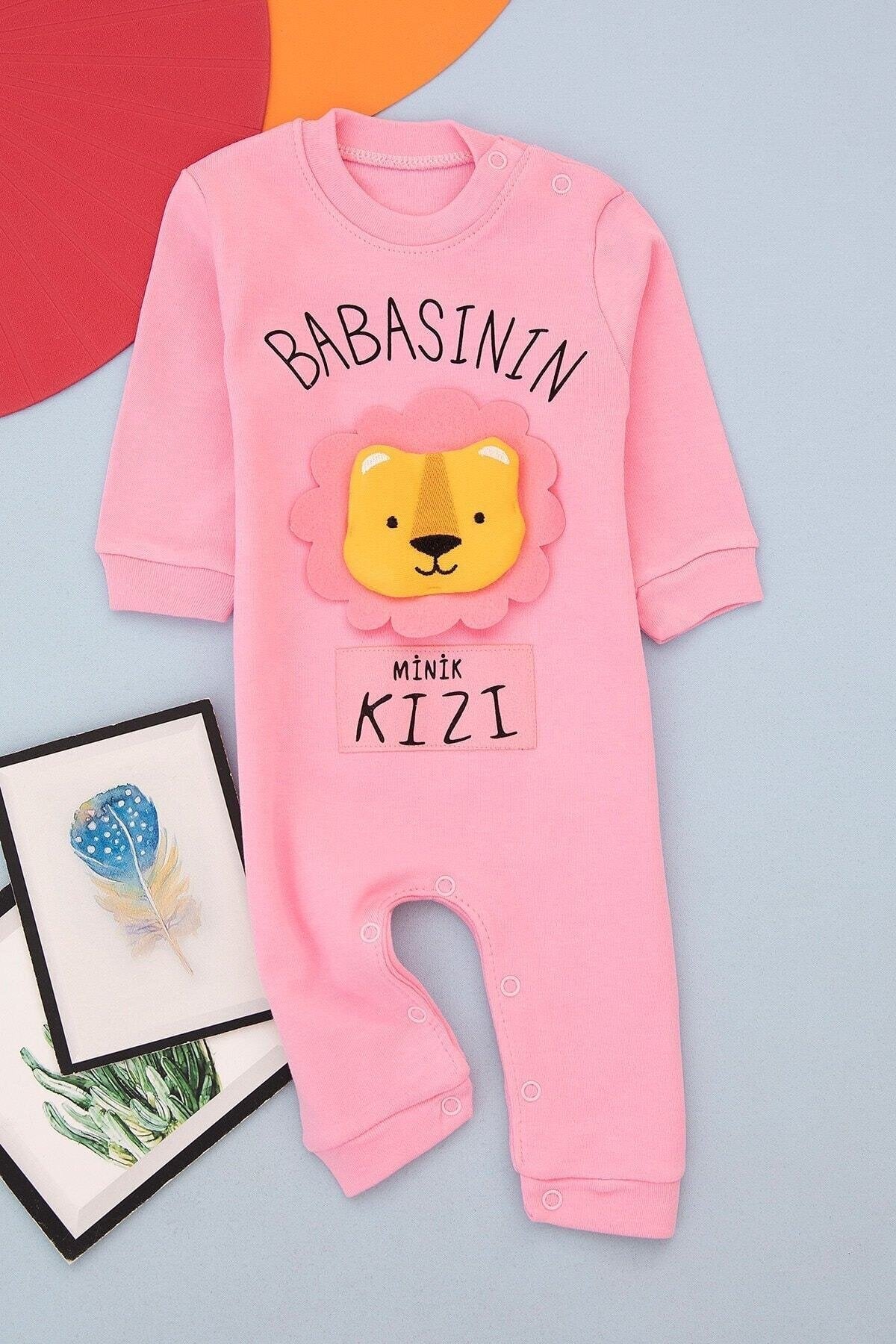 Babasının Aslan Oğlu Baskılı Gri Erkek Bebek Tulum