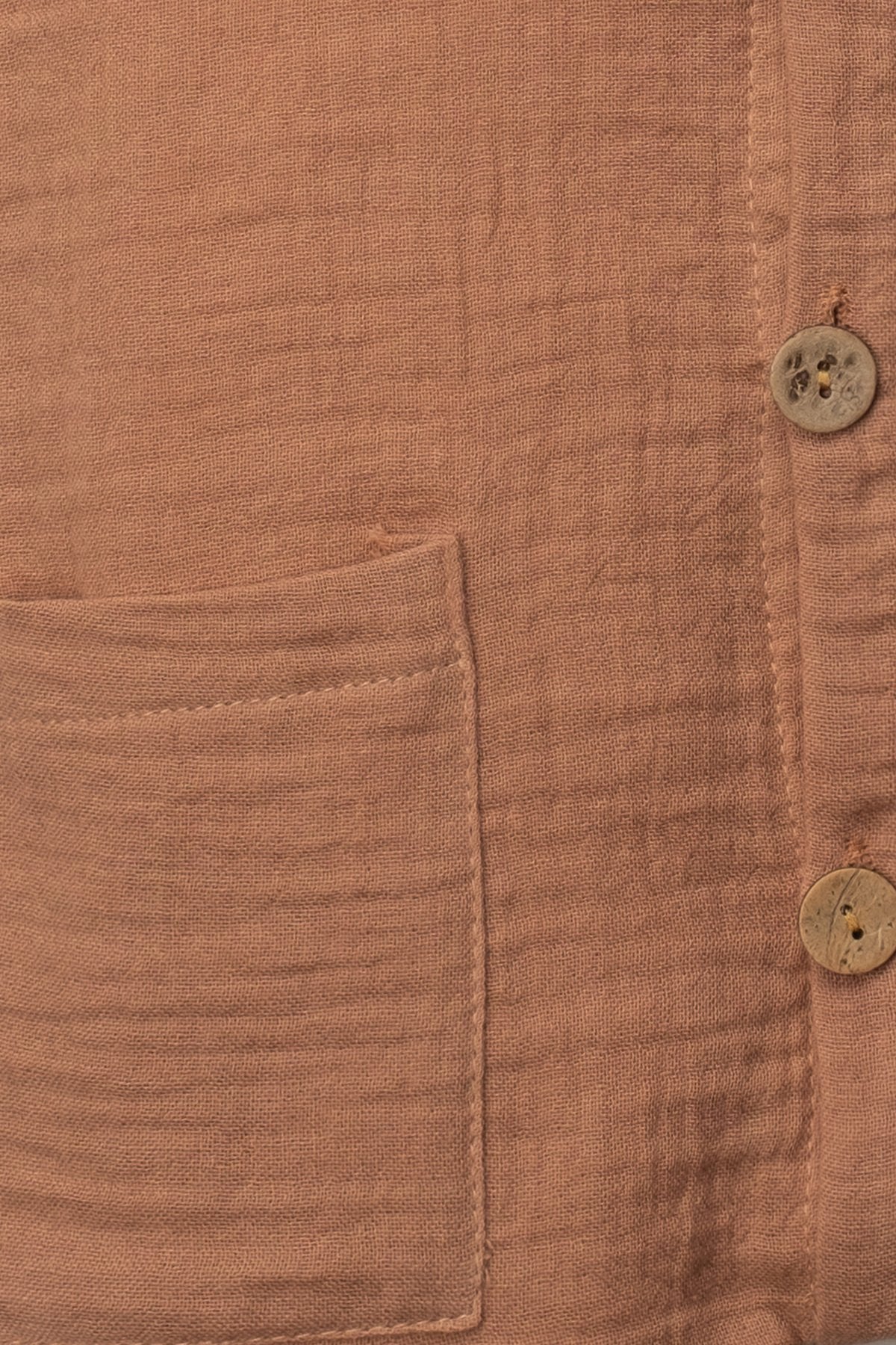 Organik Müslin Yazlık Naturel Cepli Bebek Tulum