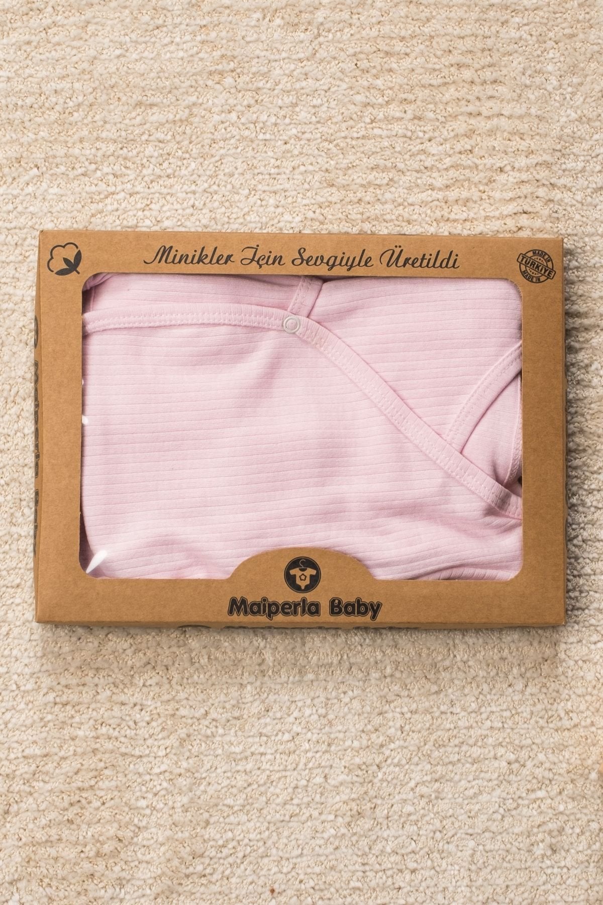 Düz Renk Organik Pamuk Kutulu 5 Parça Hastane Çıkış Seti