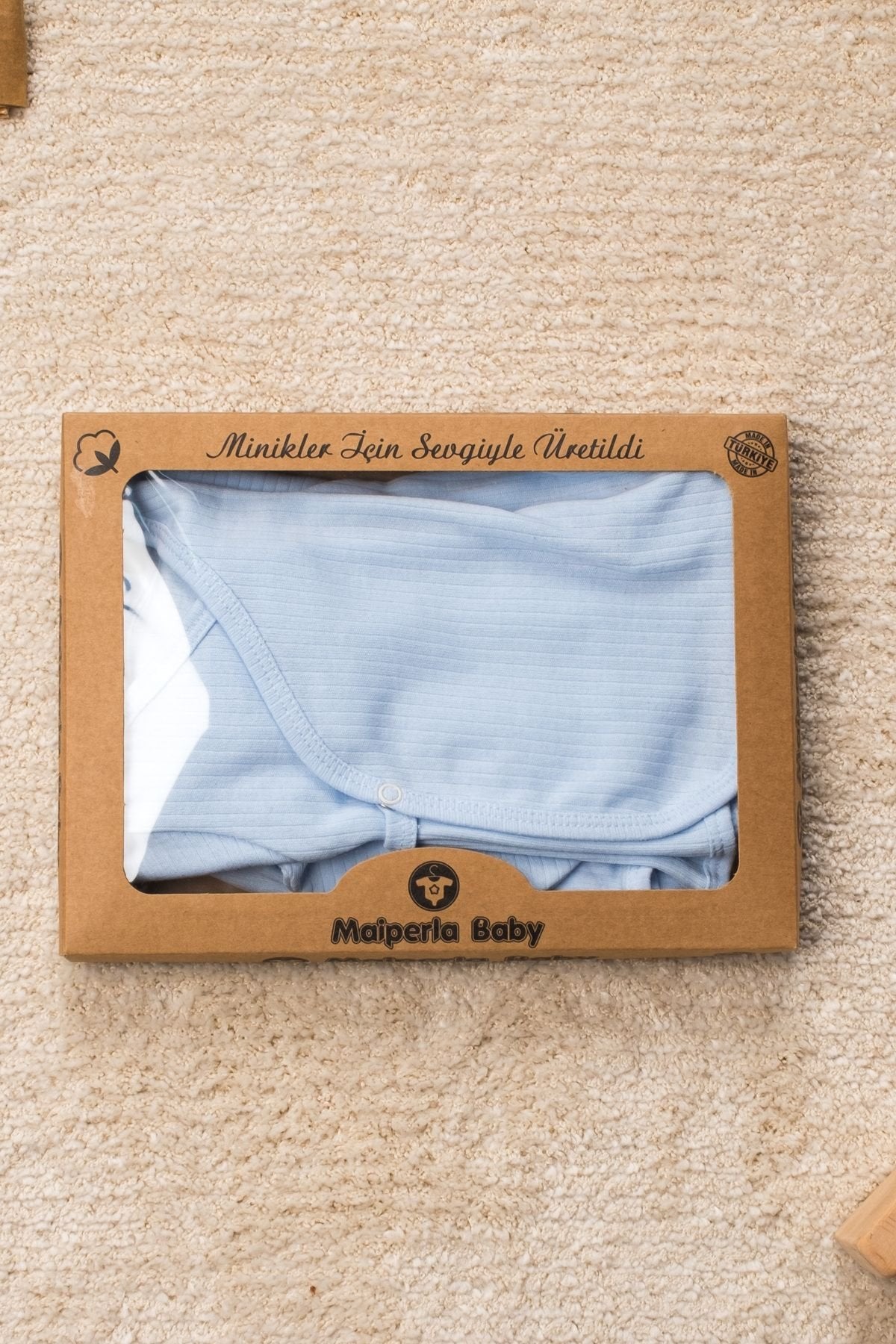 Düz Renk Organik Pamuk Kutulu 5 Parça Hastane Çıkış Seti