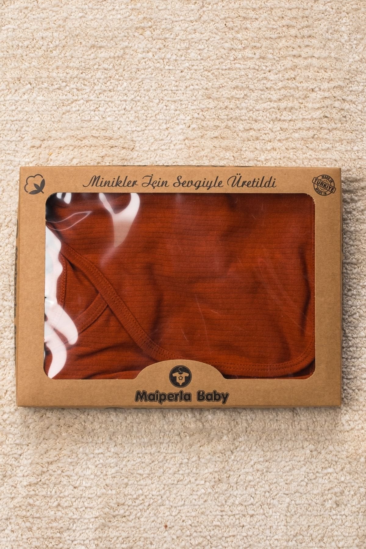 Düz Renk Organik Pamuk Kutulu 5 Parça Hastane Çıkış Seti