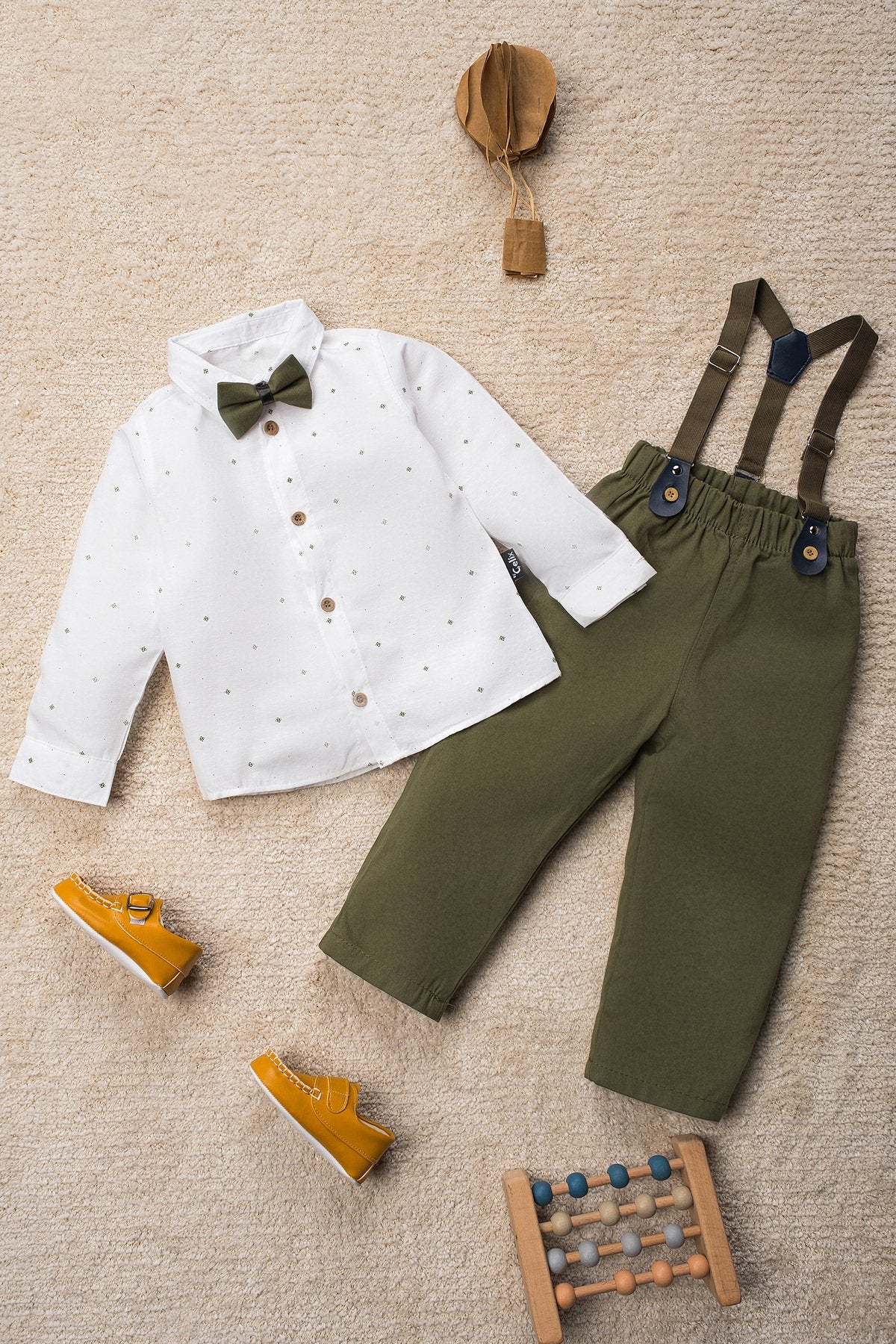 1-5 Yaş 4 Parça Papyon ve Slopetli Takım Elbise Bebek Takımı