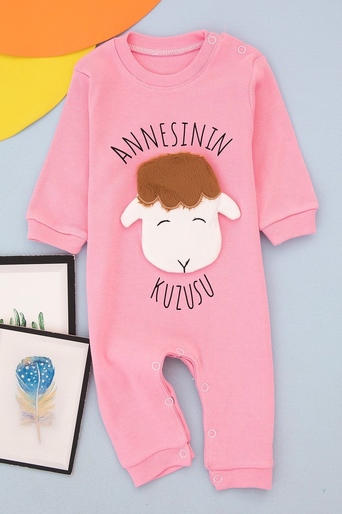 Annesinin Kuzusu Baskılı Pembe Bebek Takım