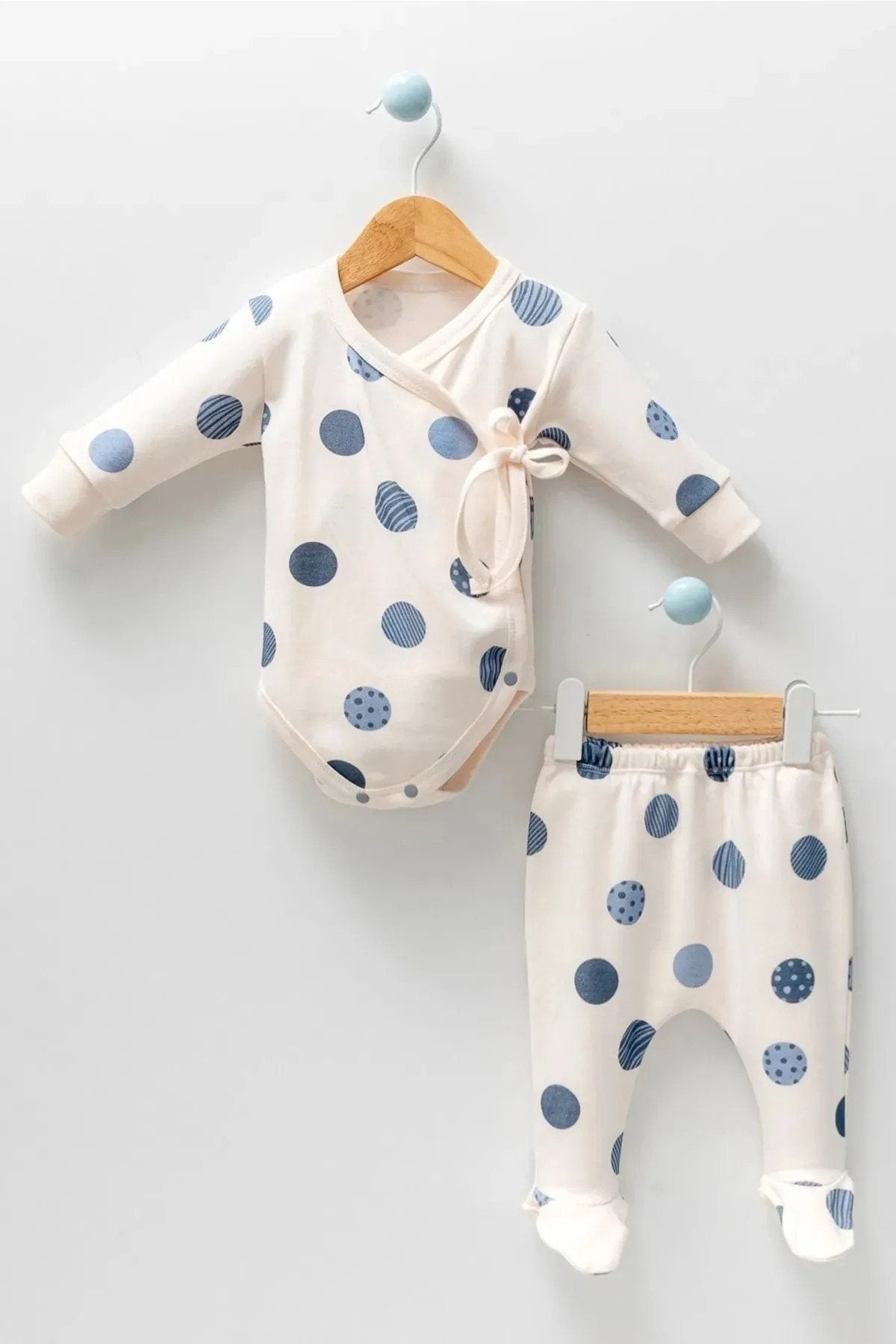 Organik Kumaş Kruvaze Kalıp 2'li Unisex Bebek Takım