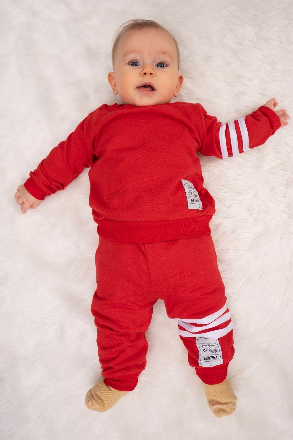 3 Çizgi Şeritli Sports Bebek Giyim 2 Parça