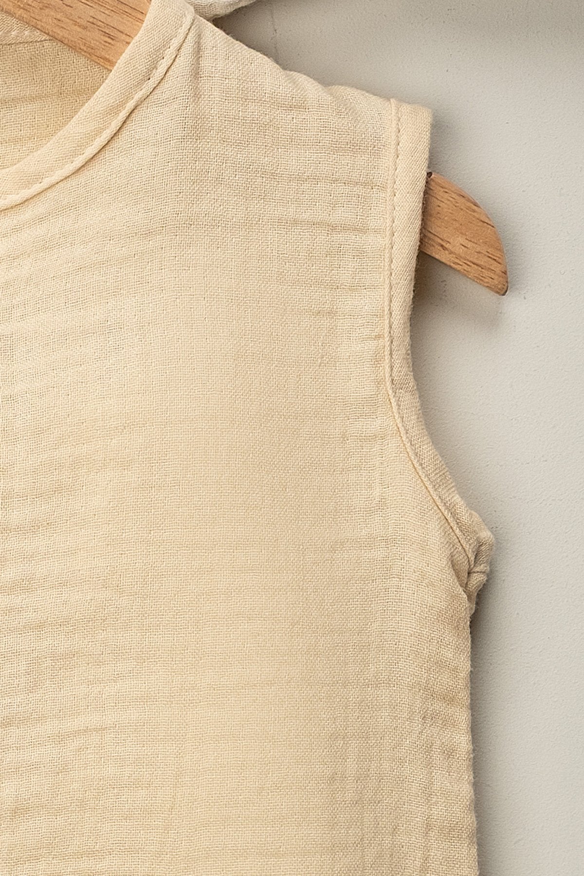 Organik Müslin Yazlık Naturel Cepli Bebek Tulum