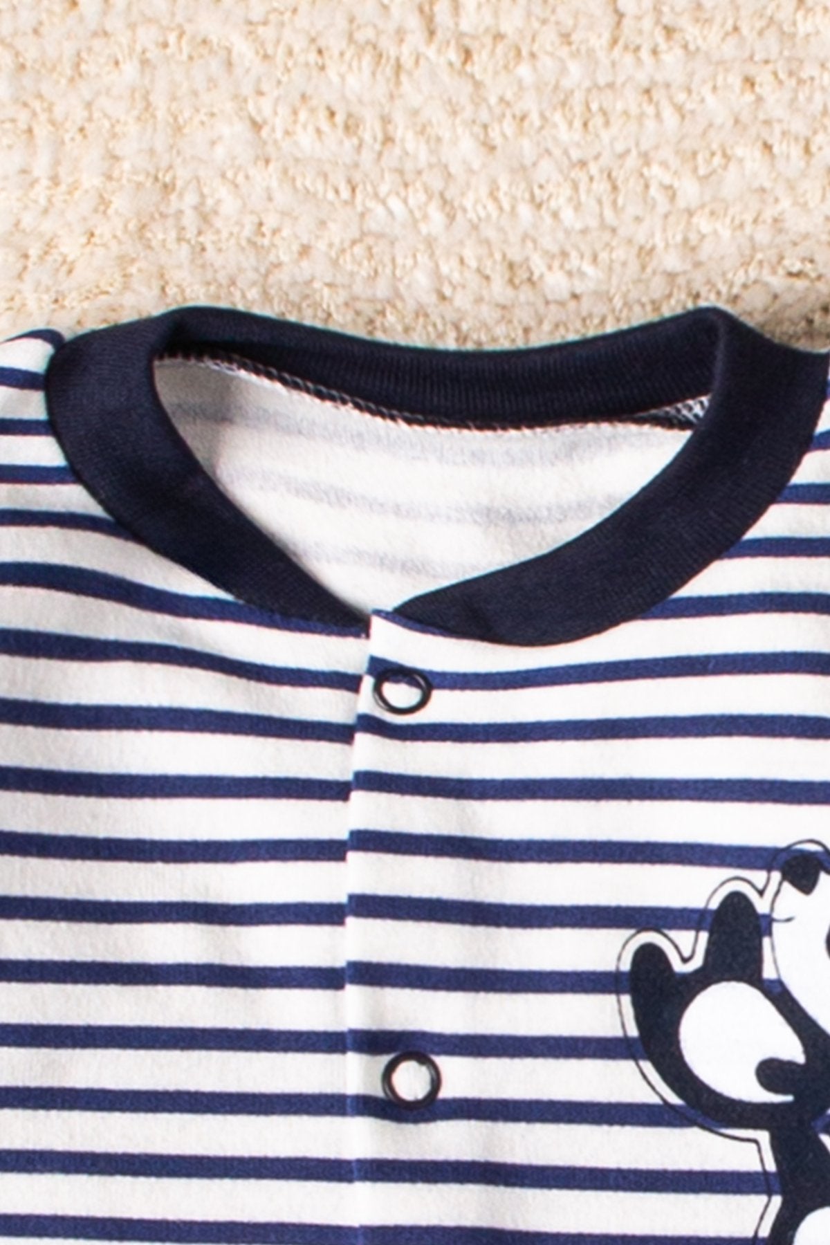 Unisex 3'lü Pamuklu Panda Desenli Çıtçıtlı Patikli Yenidoğan Tulum Seti