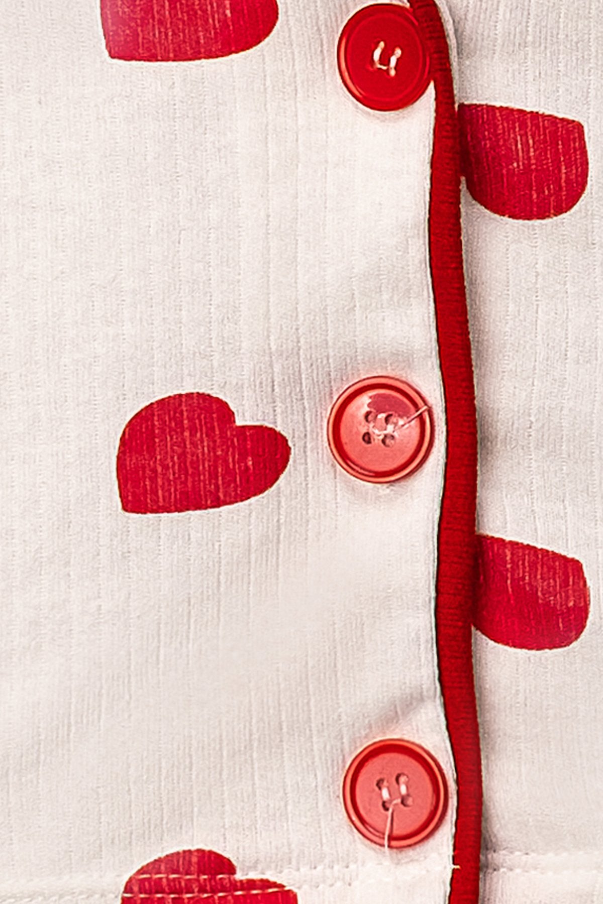 Küçük Kırmızı Kalp Desenli Organik Pamuk 2'li Alt Üst Kız Bebek Takımı