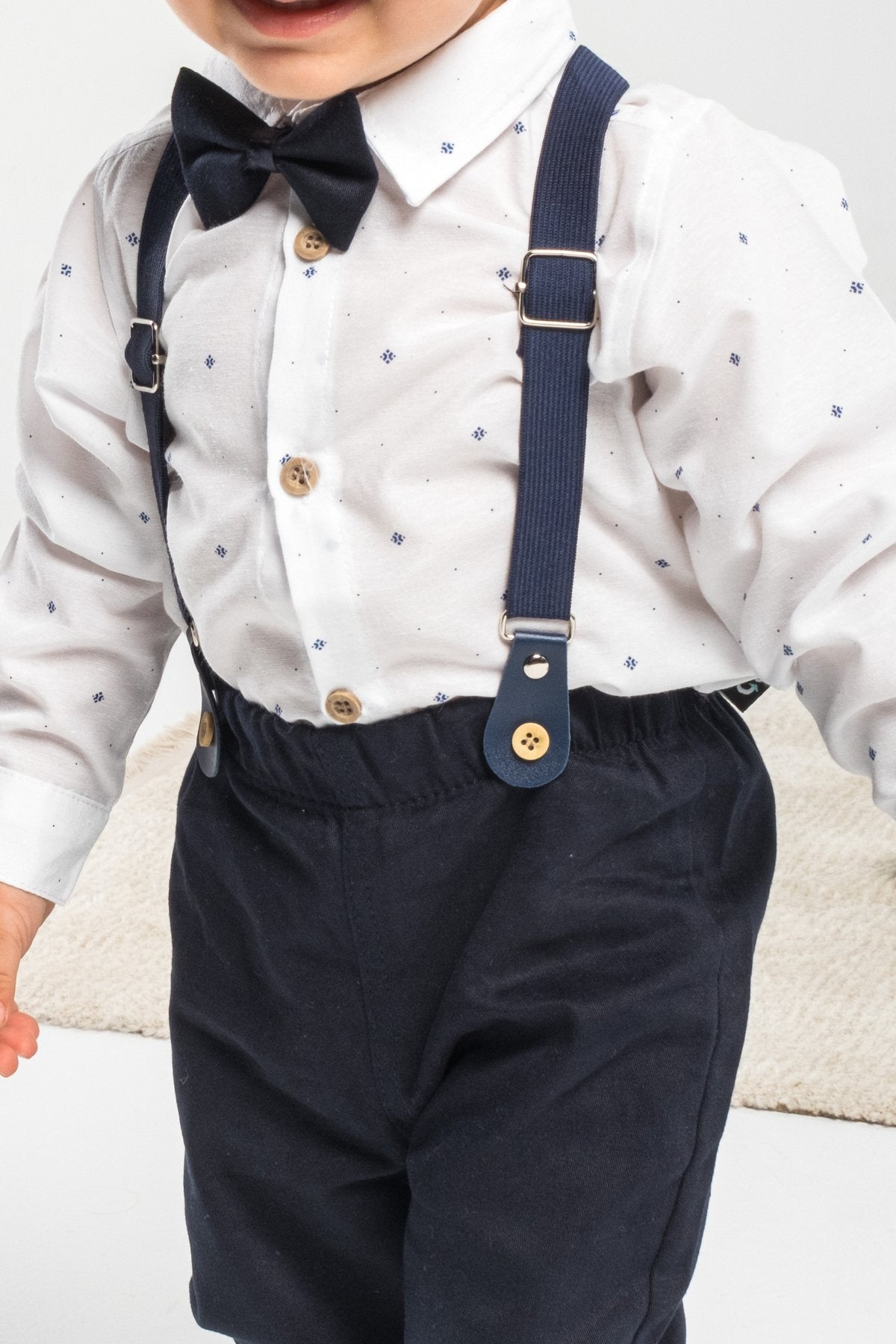 1-5 Yaş 4 Parça Papyon ve Slopetli Takım Elbise Bebek Takımı