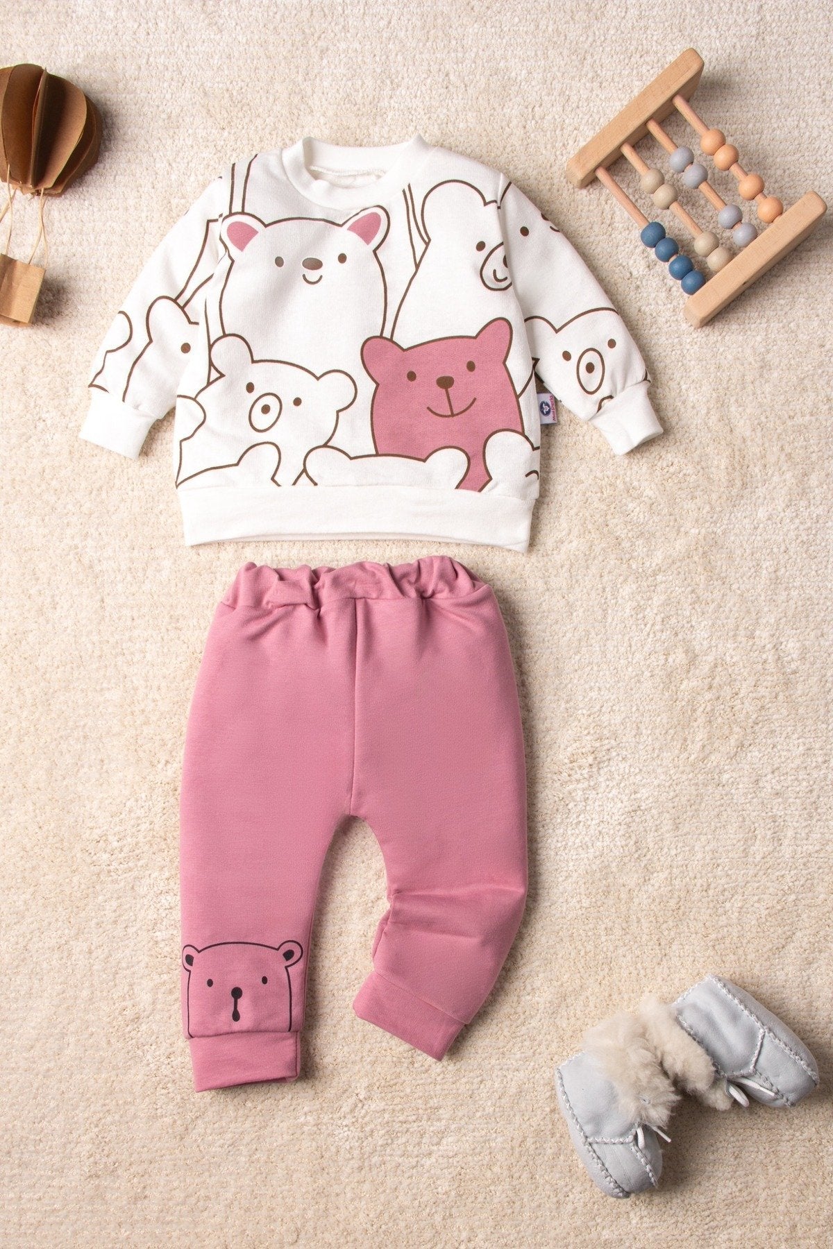 Smile Bear Nose 2 Li Unisex Bebek Alt Üst Takım