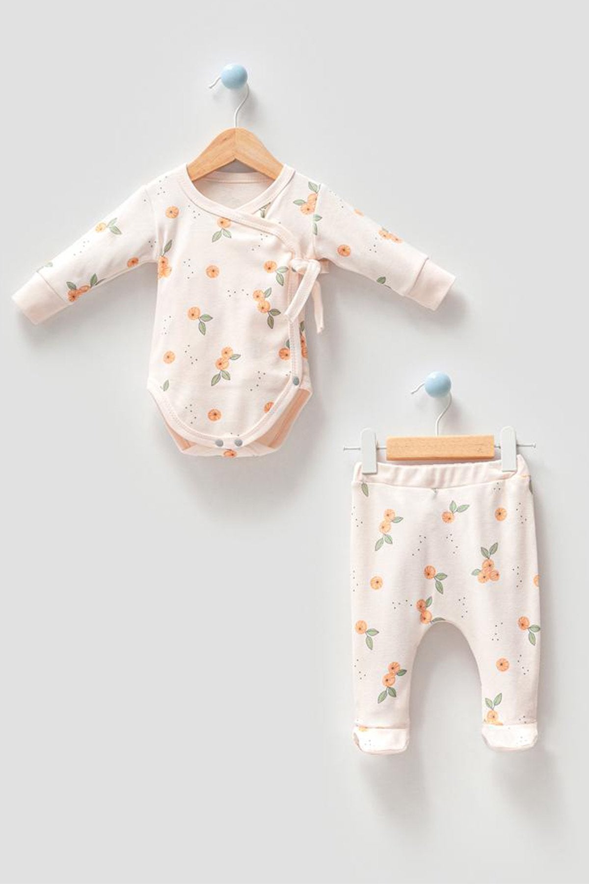 Organik Kumaş Kruvaze Kalıp 2'li Unisex Bebek Takım