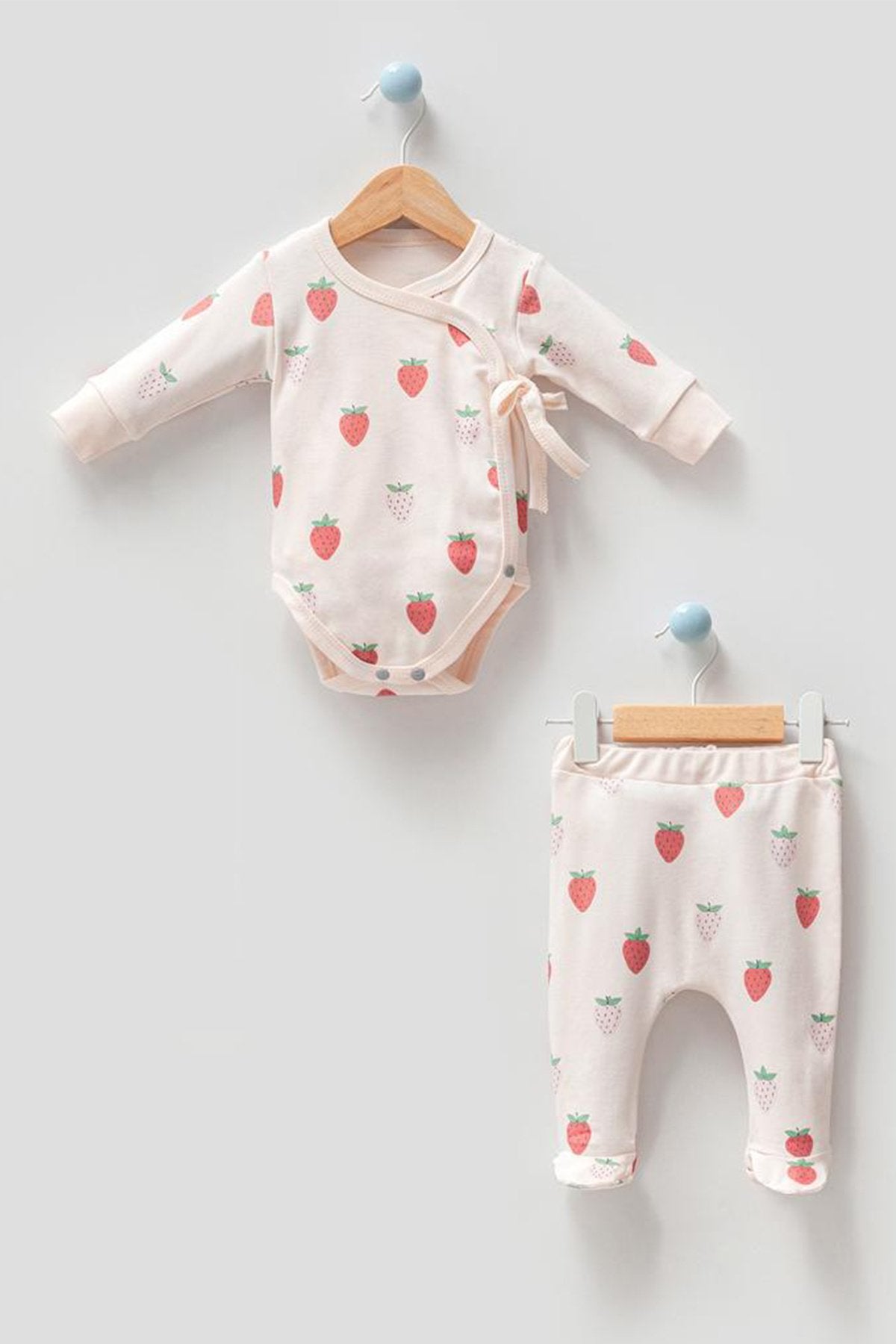 Organik Kumaş Kruvaze Kalıp 2'li Unisex Bebek Takım