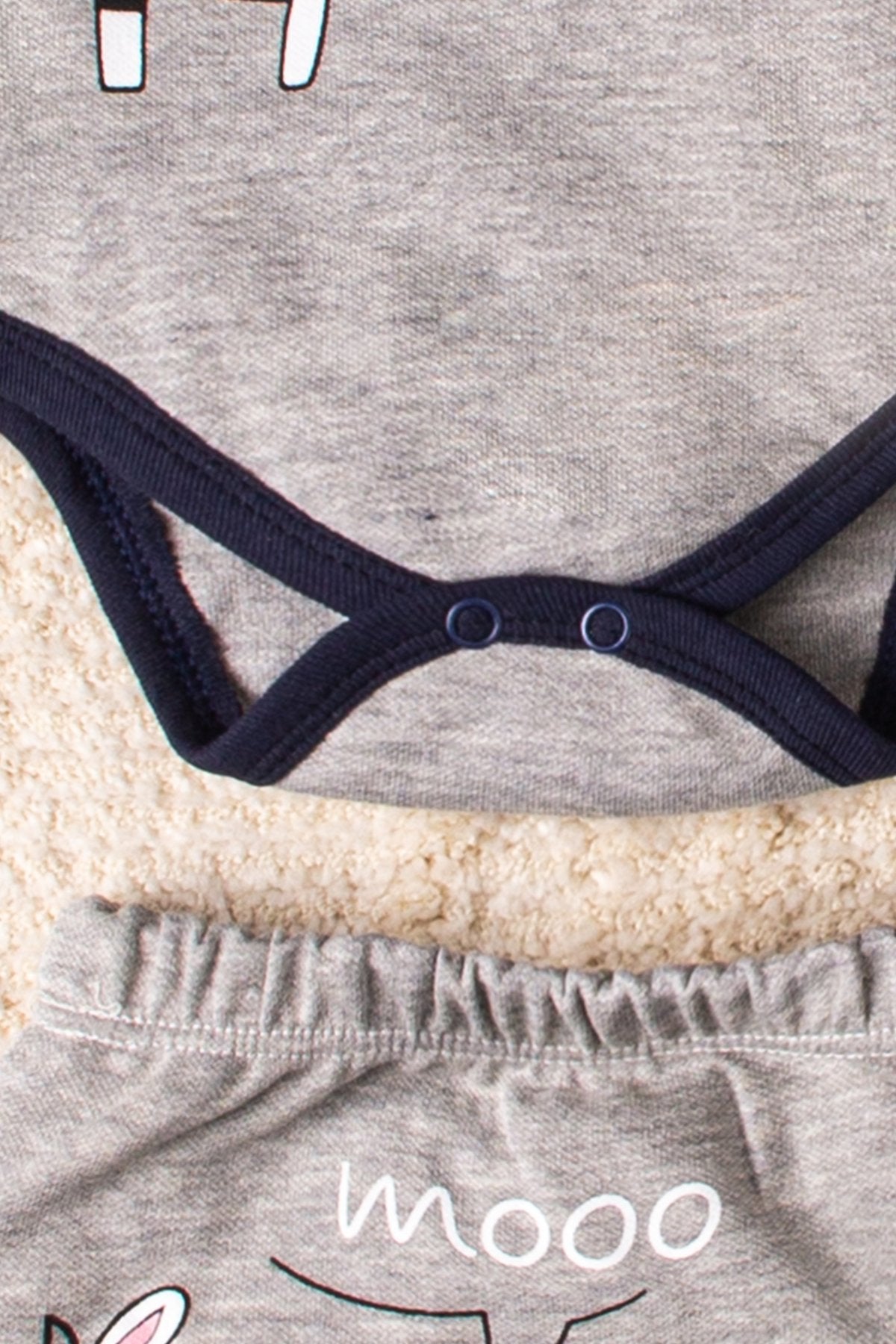 Erkek Renkli Panda Desenli 3 Set 6 Parça Çıtçıtlı Bebek Takım