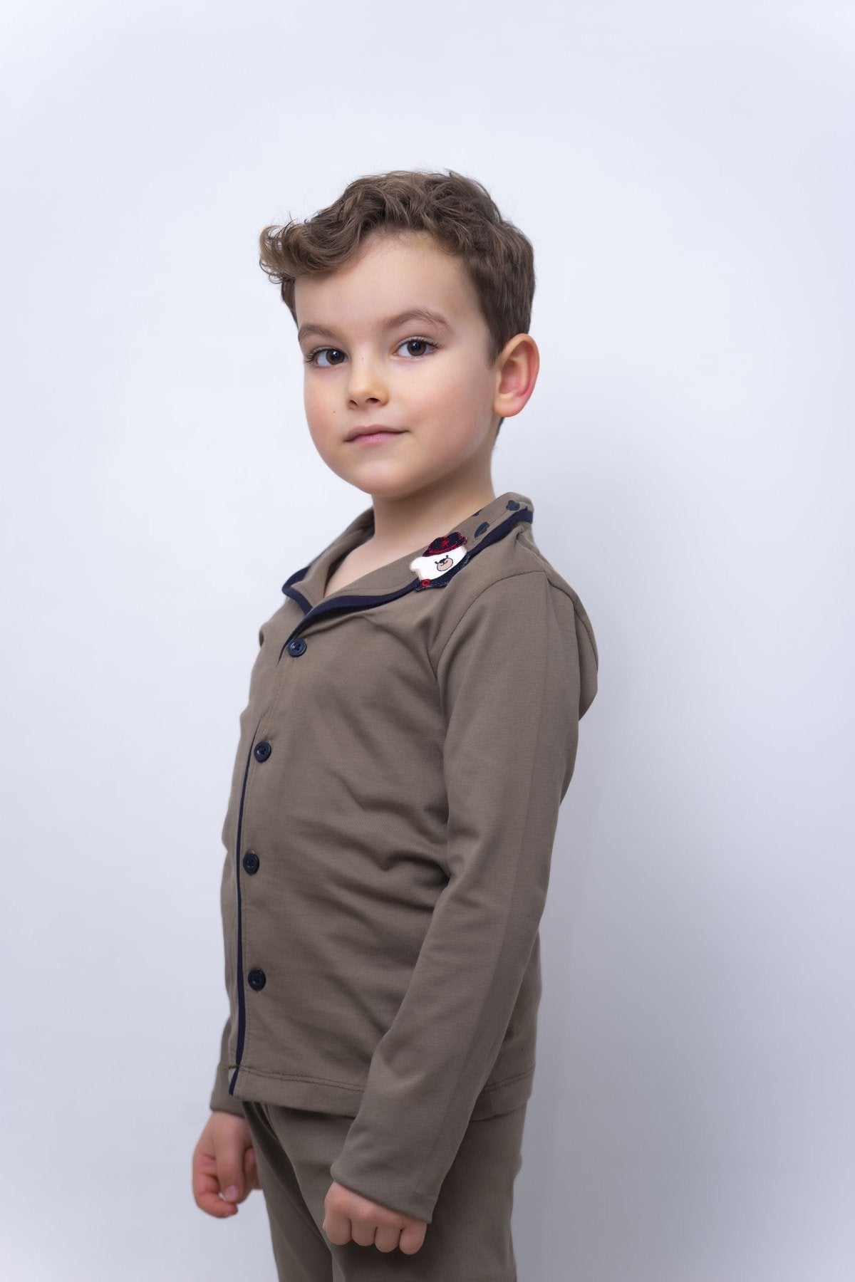 Ayıcık Yaka Detaylı 2'li Çocuk Pijama Takım