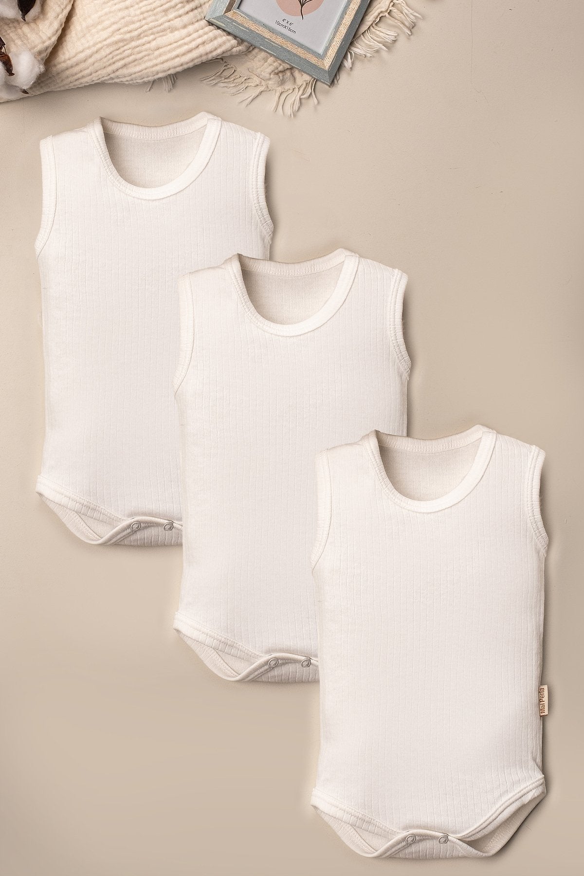 Organik Pamuklu Alttan Çıt Çıtlı 3'lü Body Seti