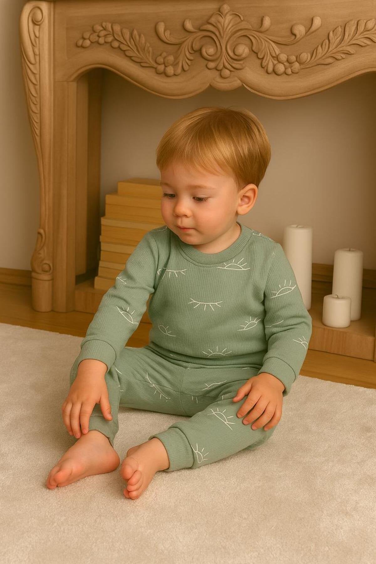 Alt Üst Güneş Desenli 2 li Bebek Takımı