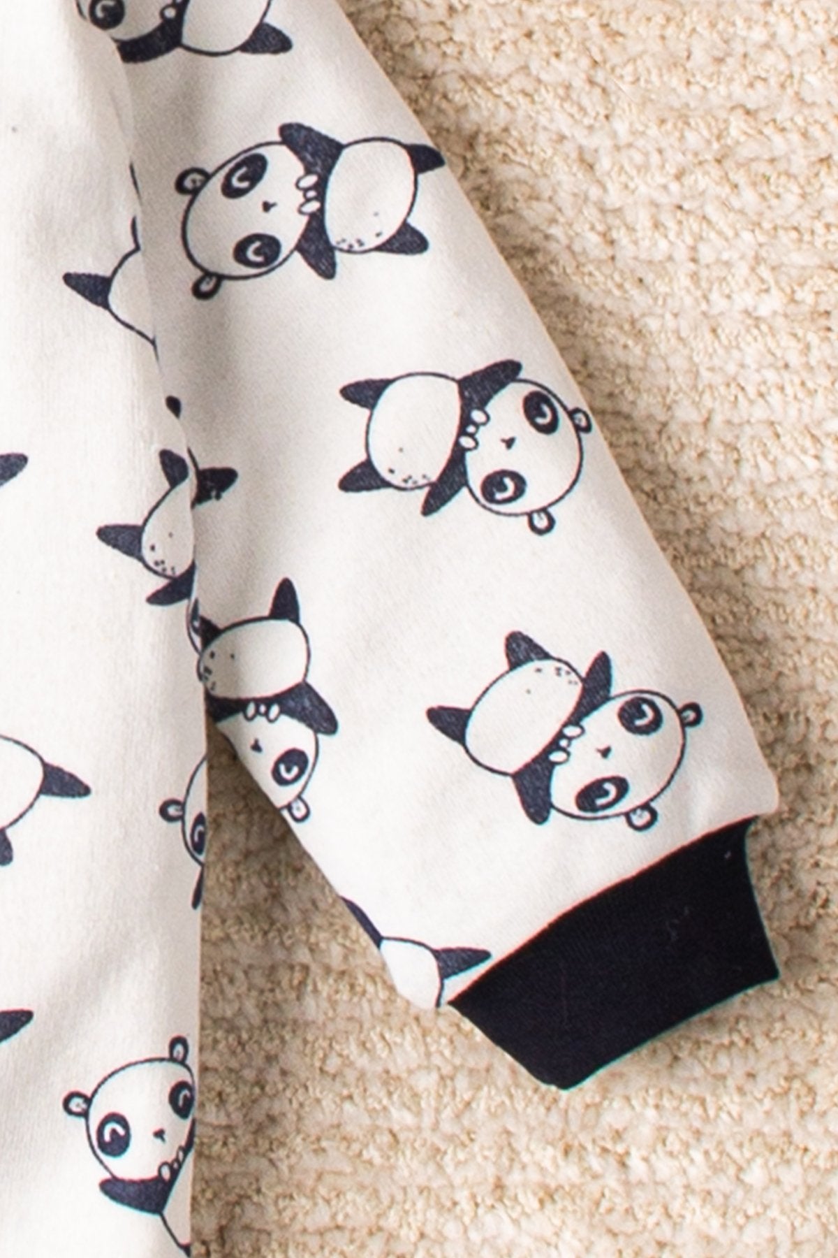 Unisex 3'lü Pamuklu Panda Desenli Çıtçıtlı Patikli Yenidoğan Tulum Seti