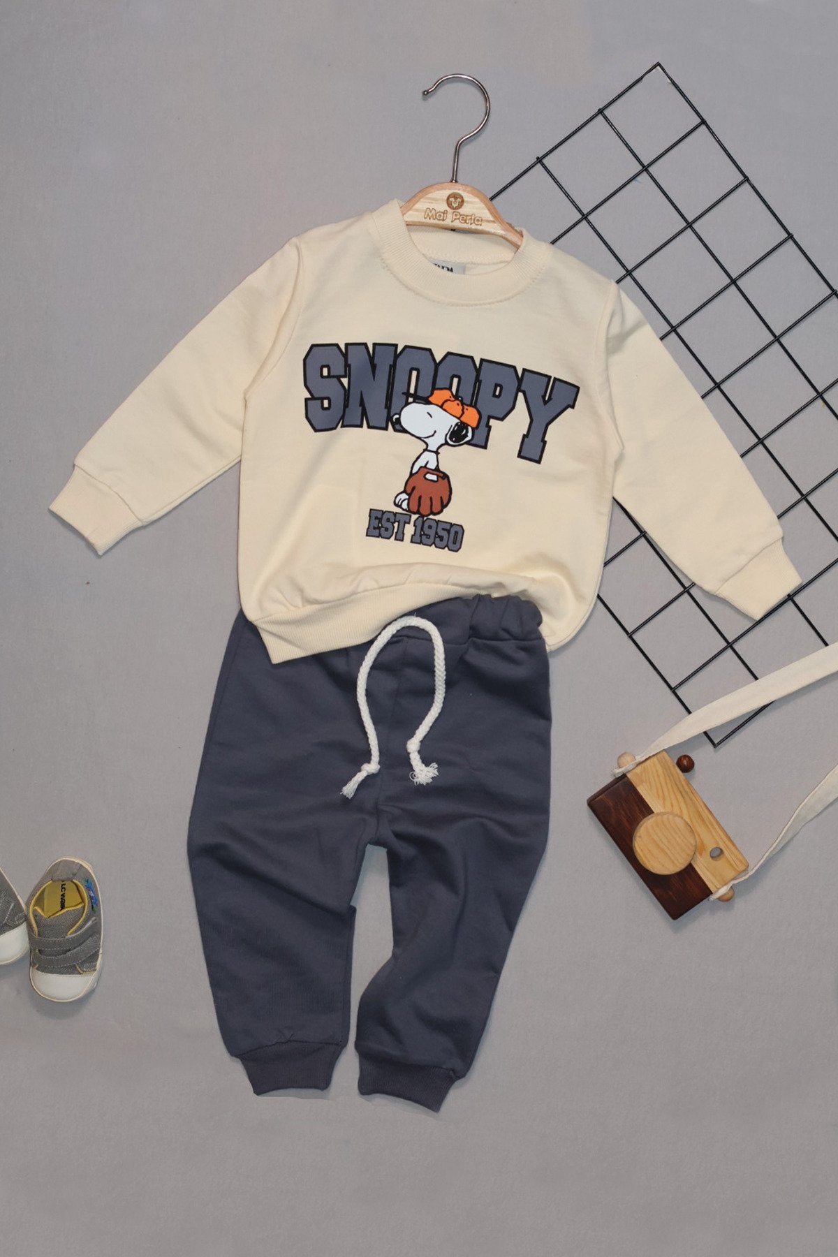 Snoopy Yazılı Pamuk 2'li Bebek Takım