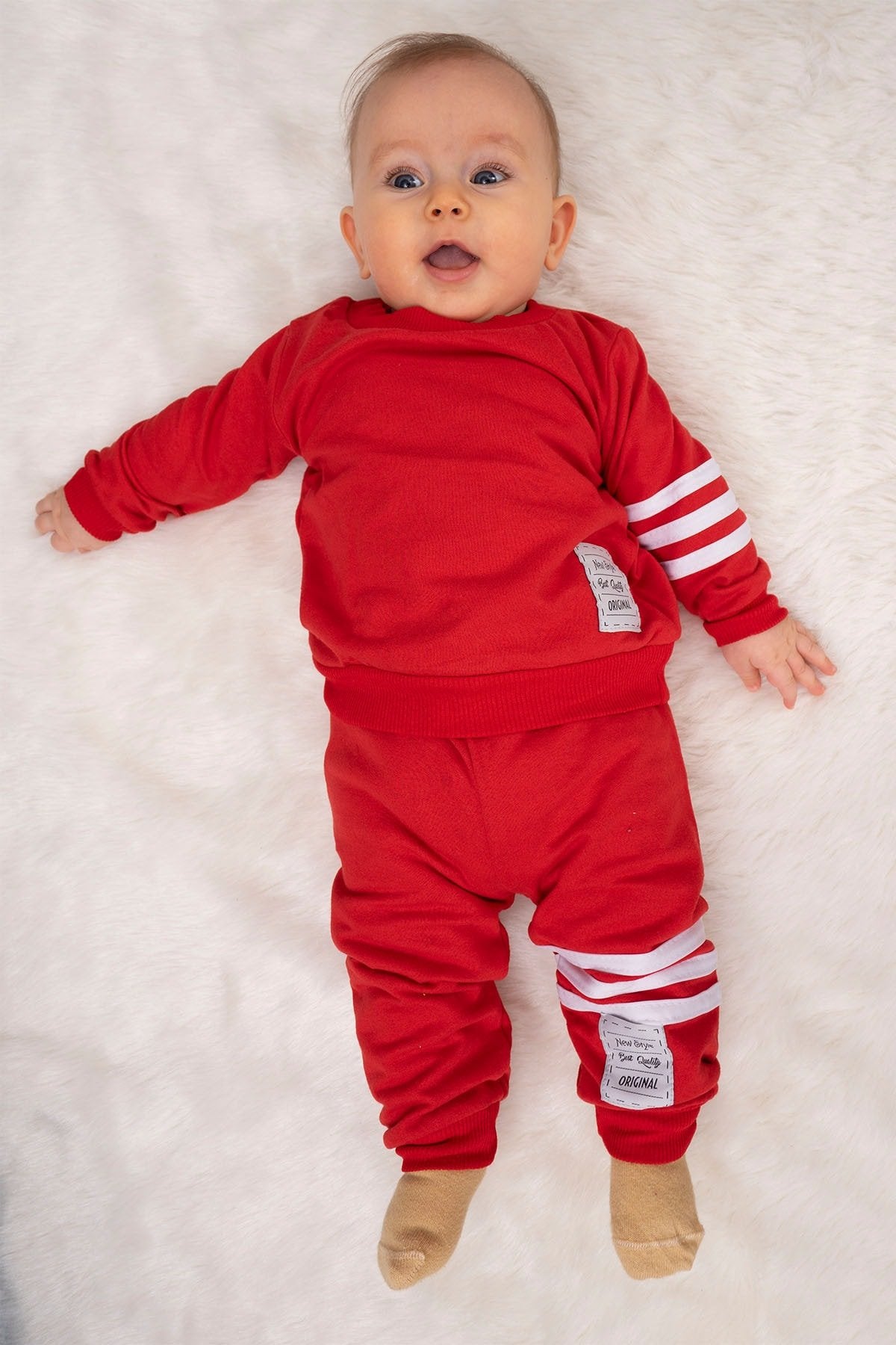 3 Çizgi Şeritli Sports Bebek Giyim 2 Parça