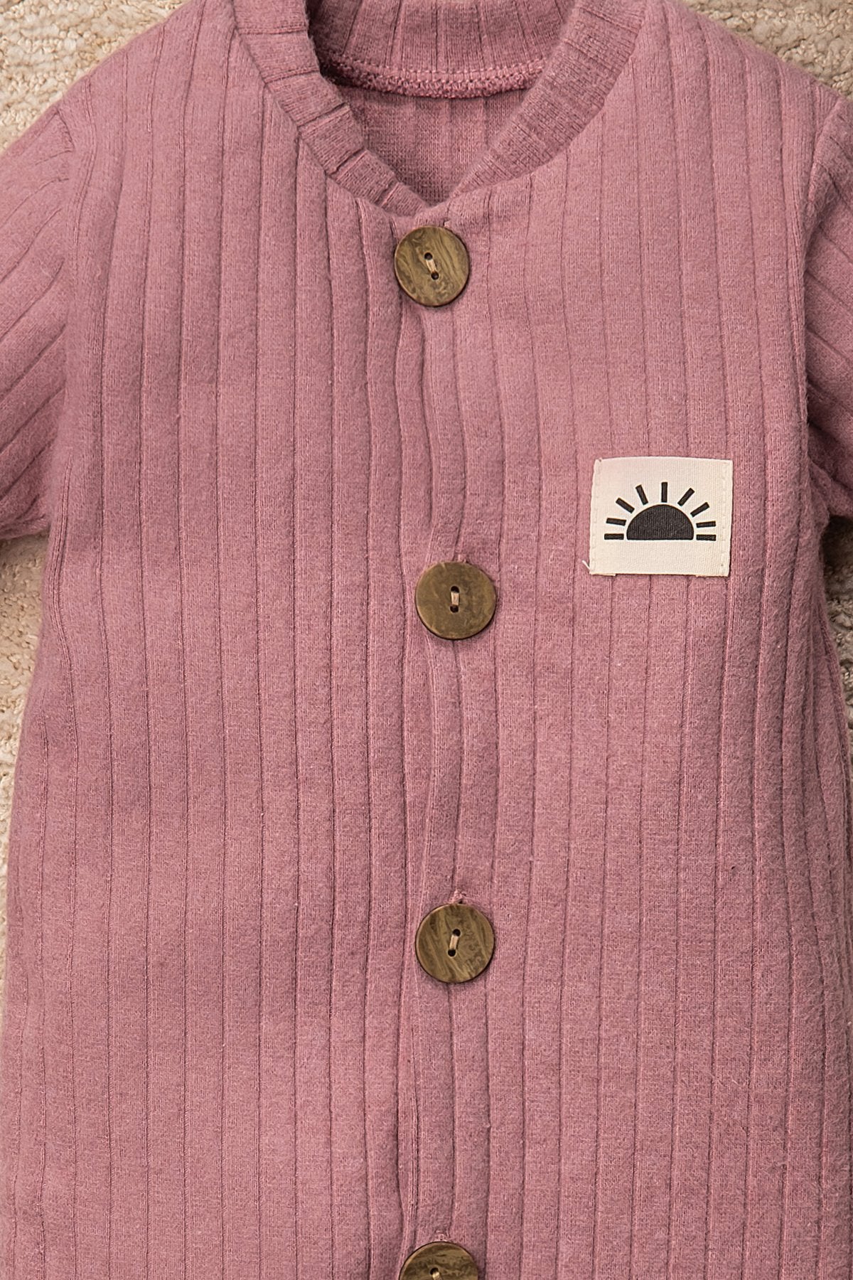 Güneş Armalı Bereli Düz Renk Tulum Bebek Takımı