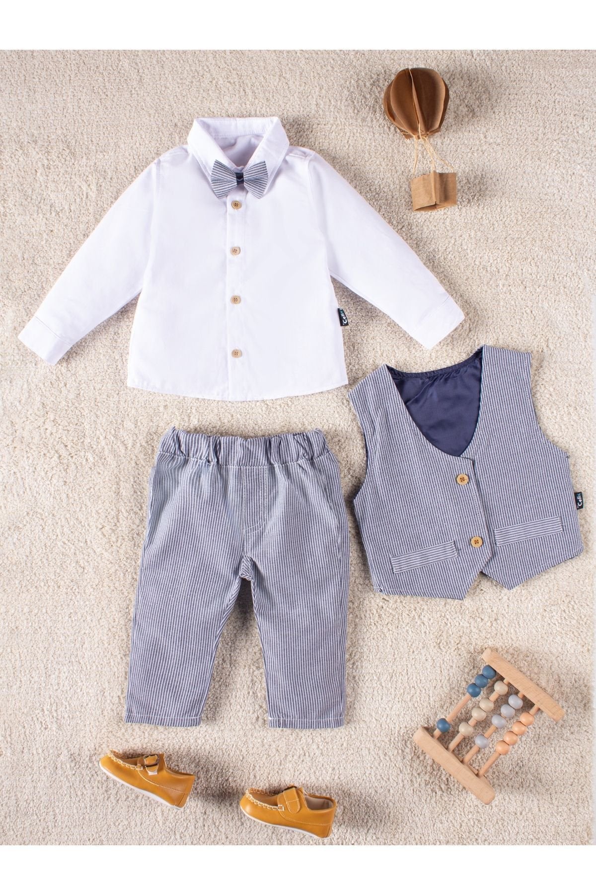 4 Parça Yelekli Gömlekli Erkek Çocuk Takım Elbise Özel Gün Kıyafeti