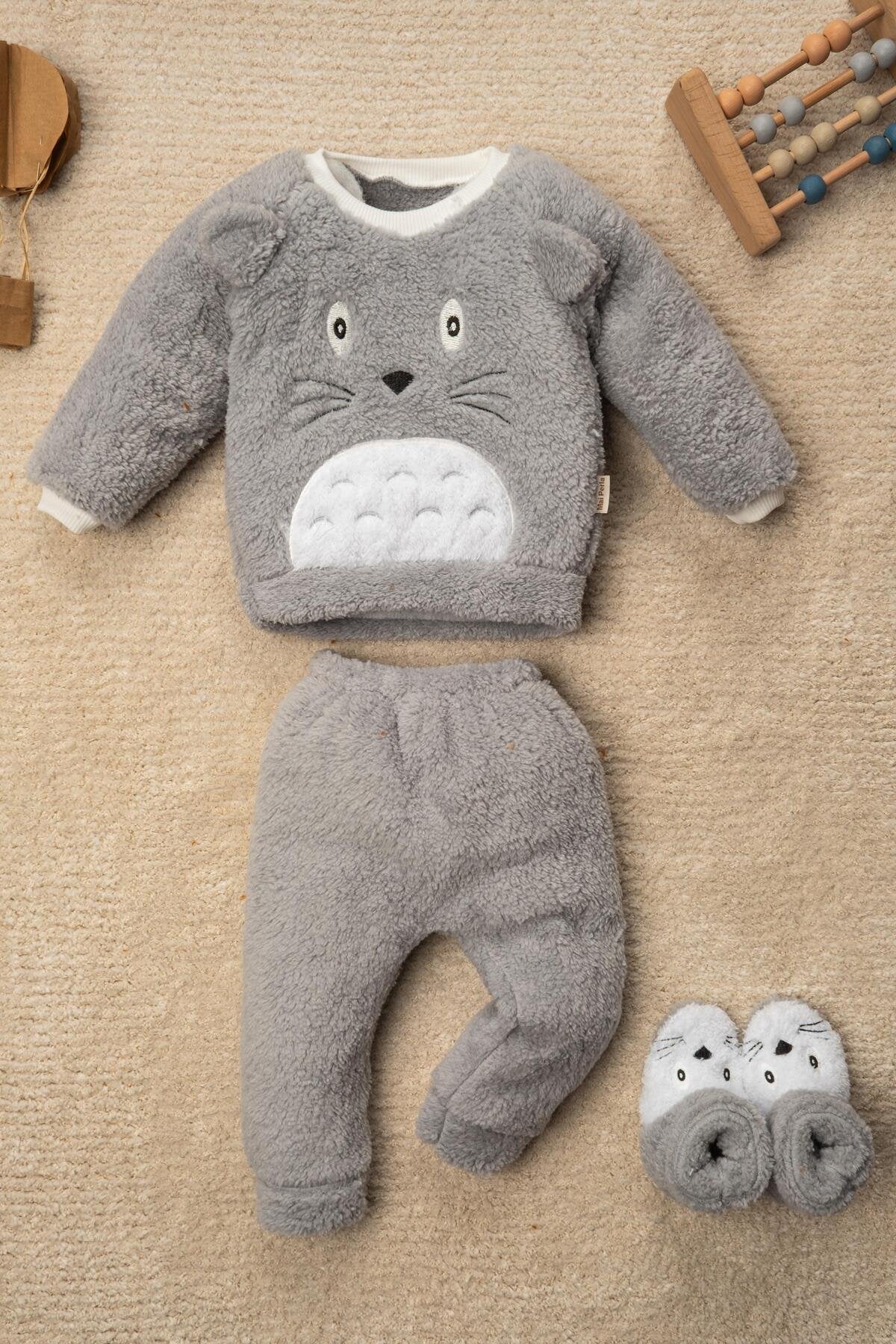 Panda Nakışlı Welsoft Peluş 3'lü Bebek Takım