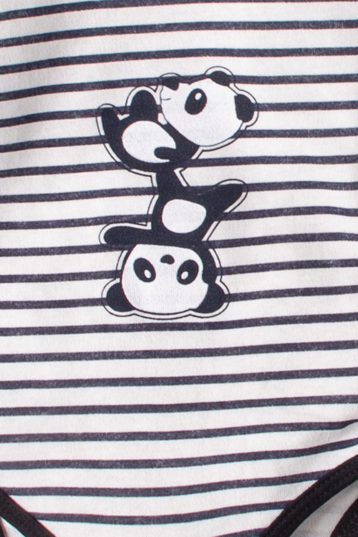 Erkek Renkli Panda Desenli 3 Set 6 Parça Çıtçıtlı Bebek Takım