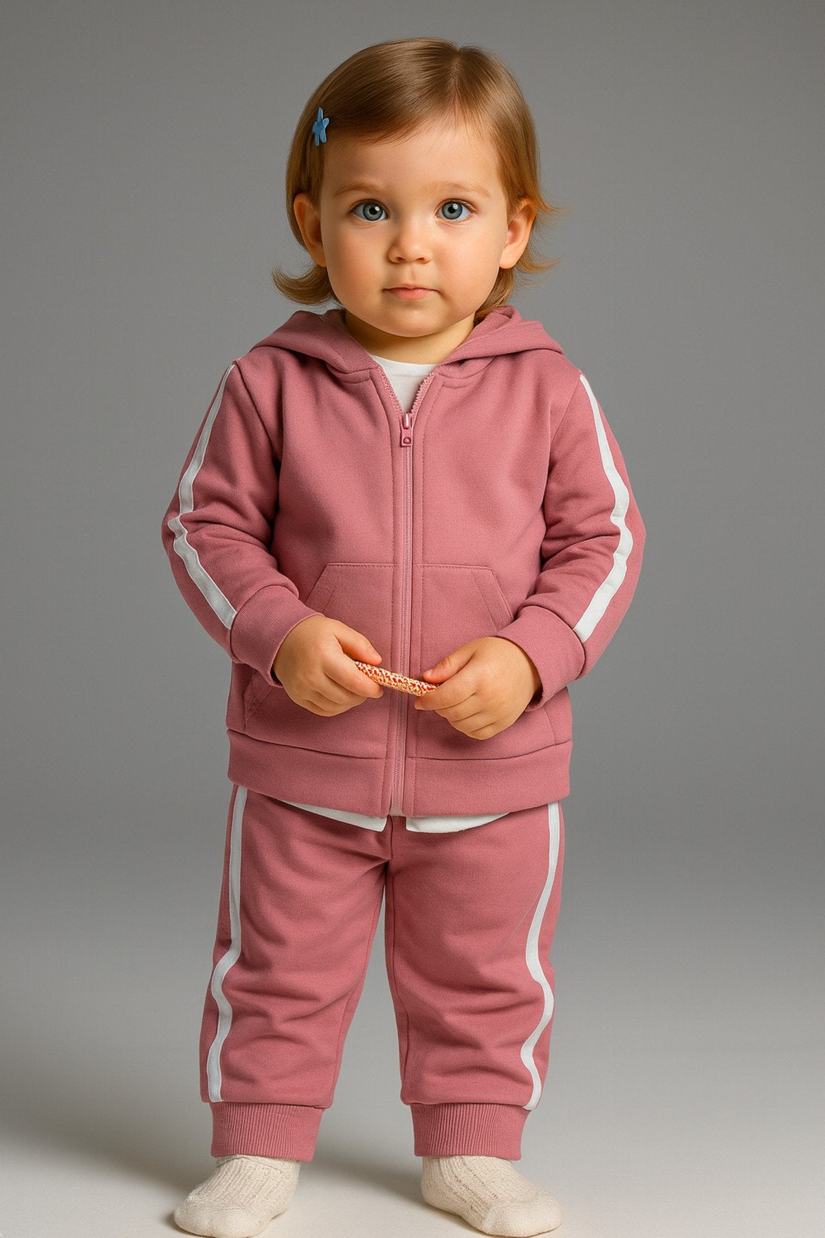 Erkek Bebek Takım Batman Desenli Uzun Kollu Pamuklu Fermuarlı Kapşonlu Bebek Takım 6-24 Ay