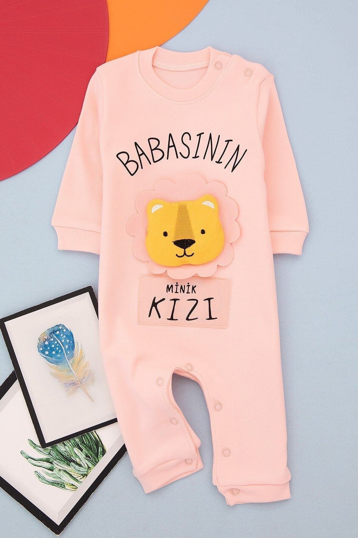 Babasının Aslan Oğlu Baskılı Gri Erkek Bebek Tulum