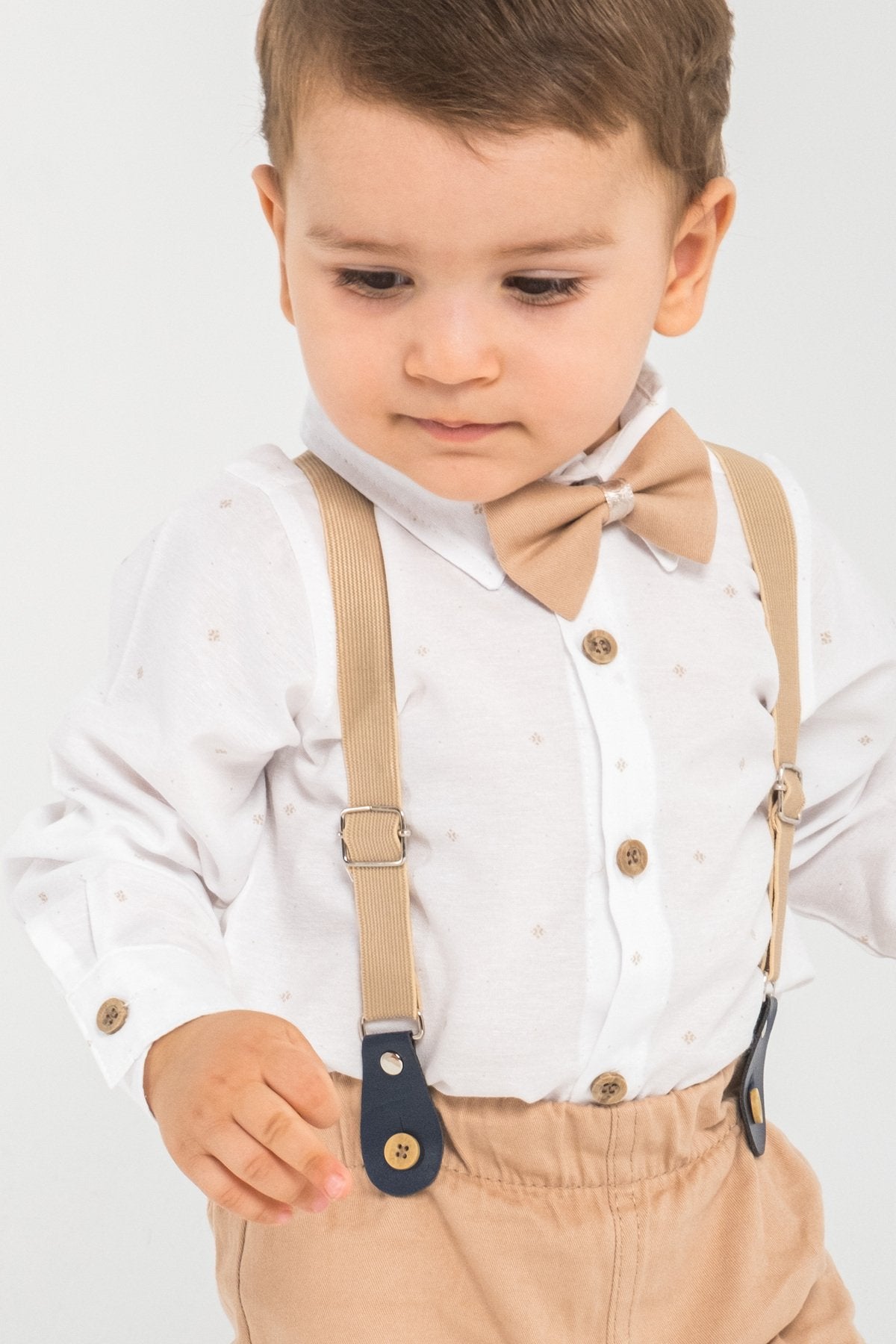 1-5 Yaş 4 Parça Papyon ve Slopetli Takım Elbise Bebek Takımı